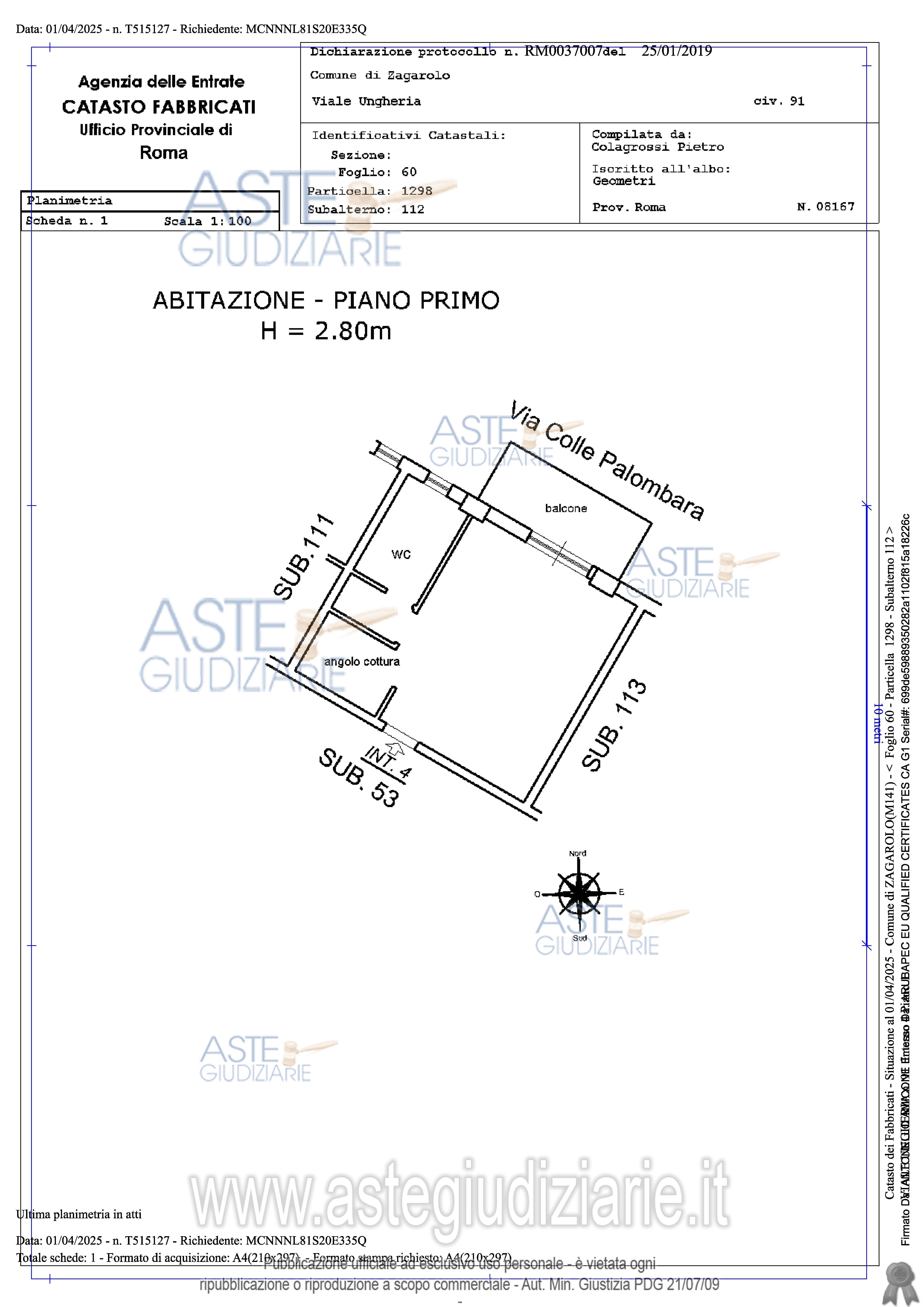 Planimetria del bene