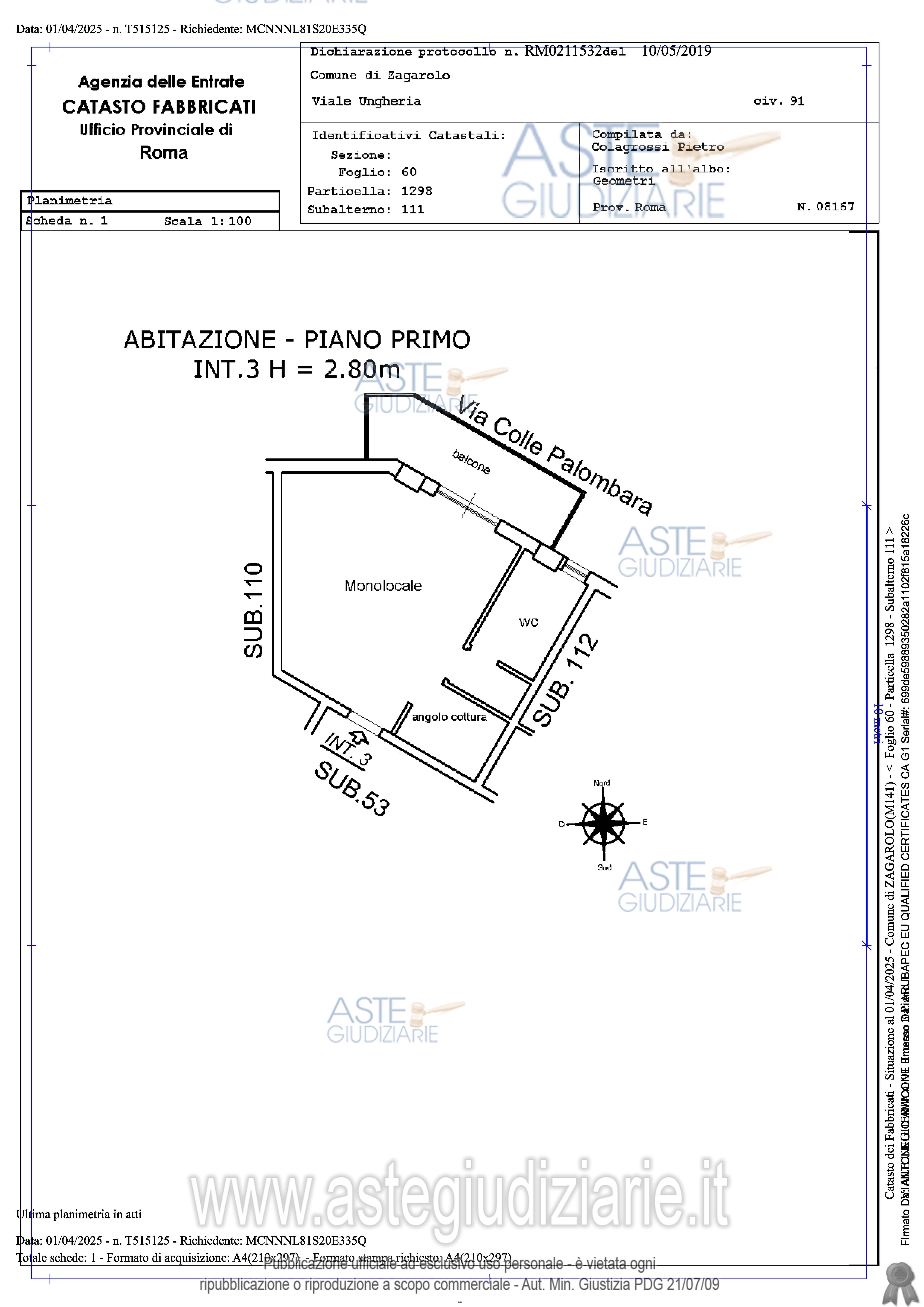Planimetria del bene