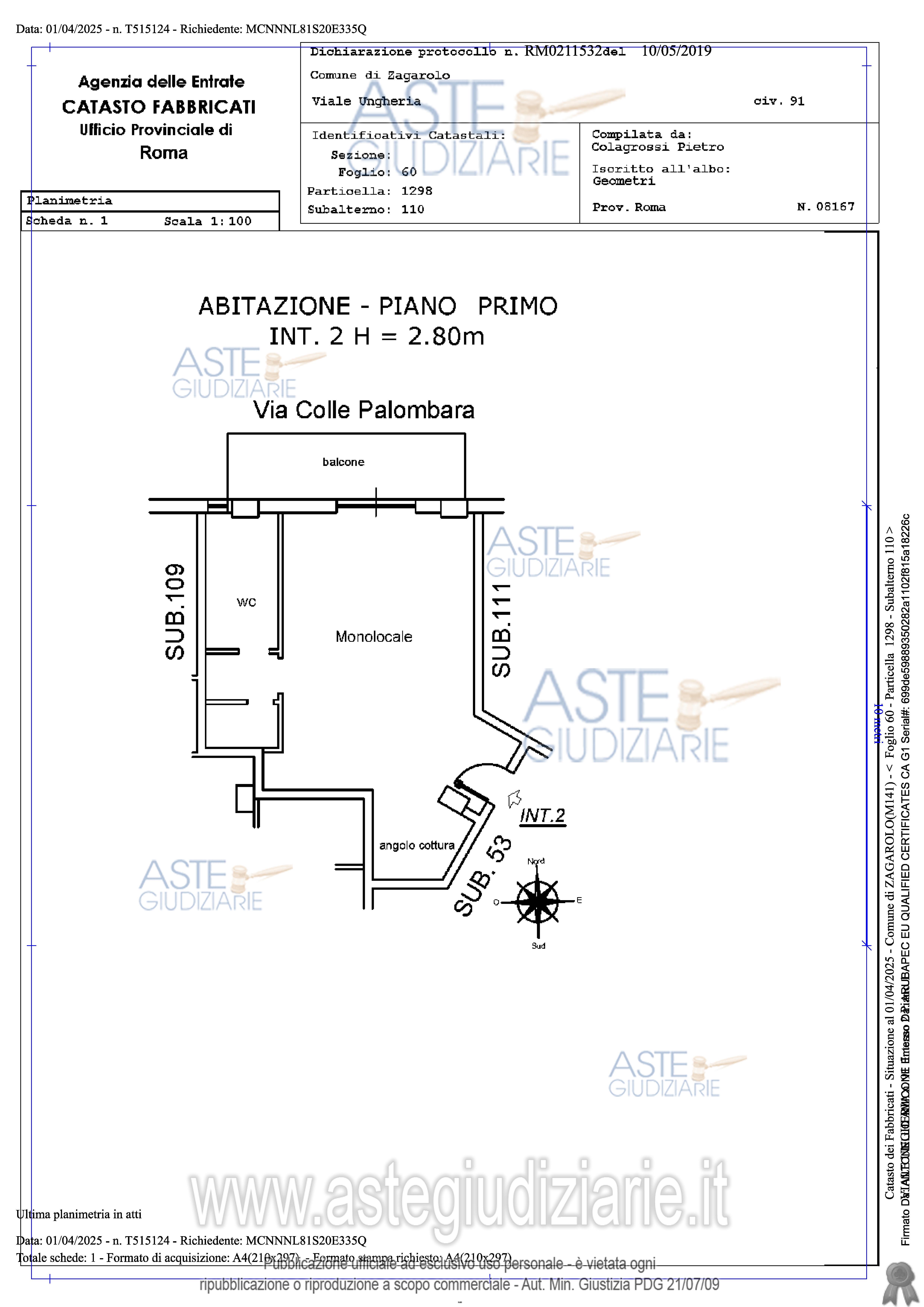 Planimetria del bene