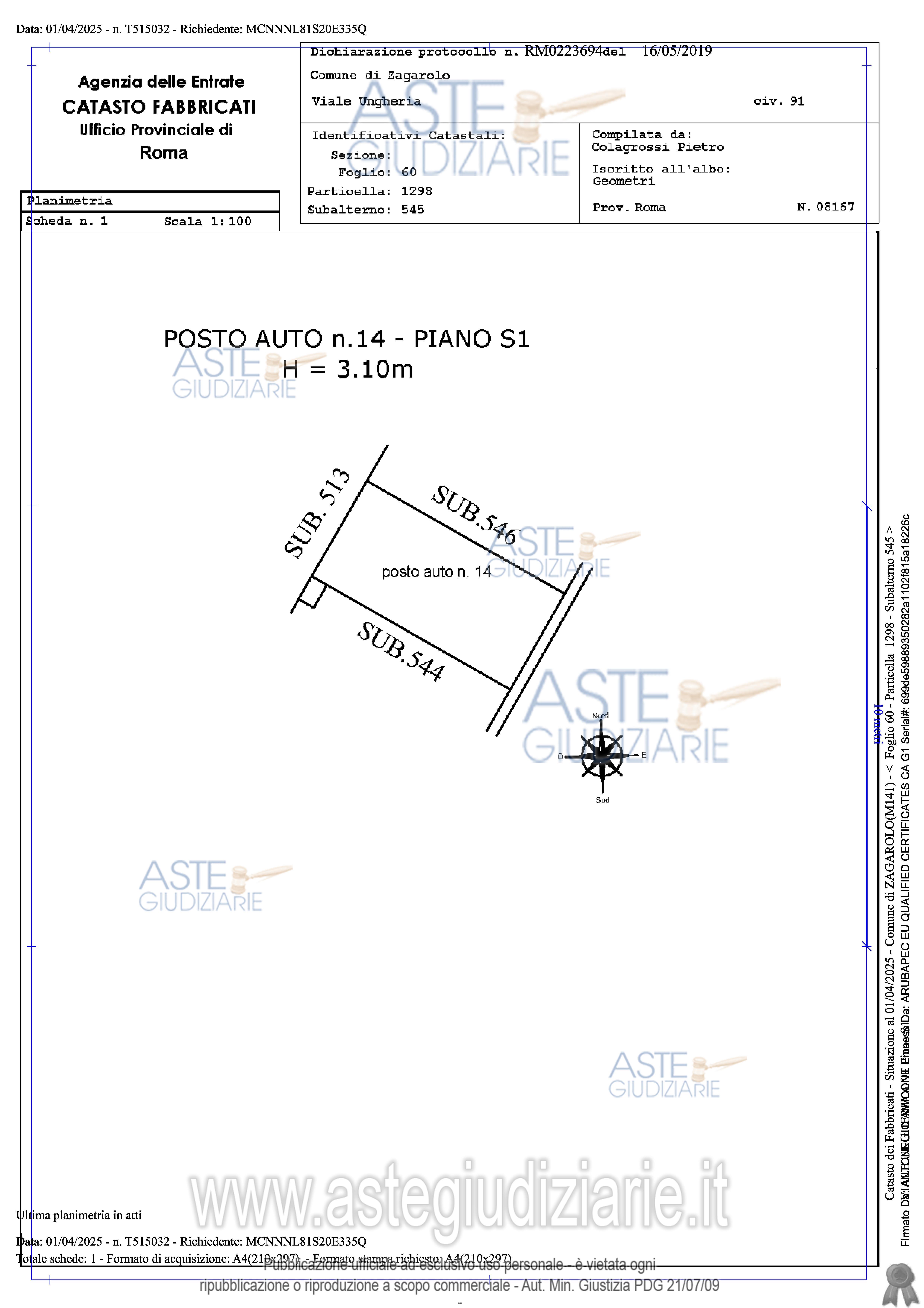 Planimetria del bene