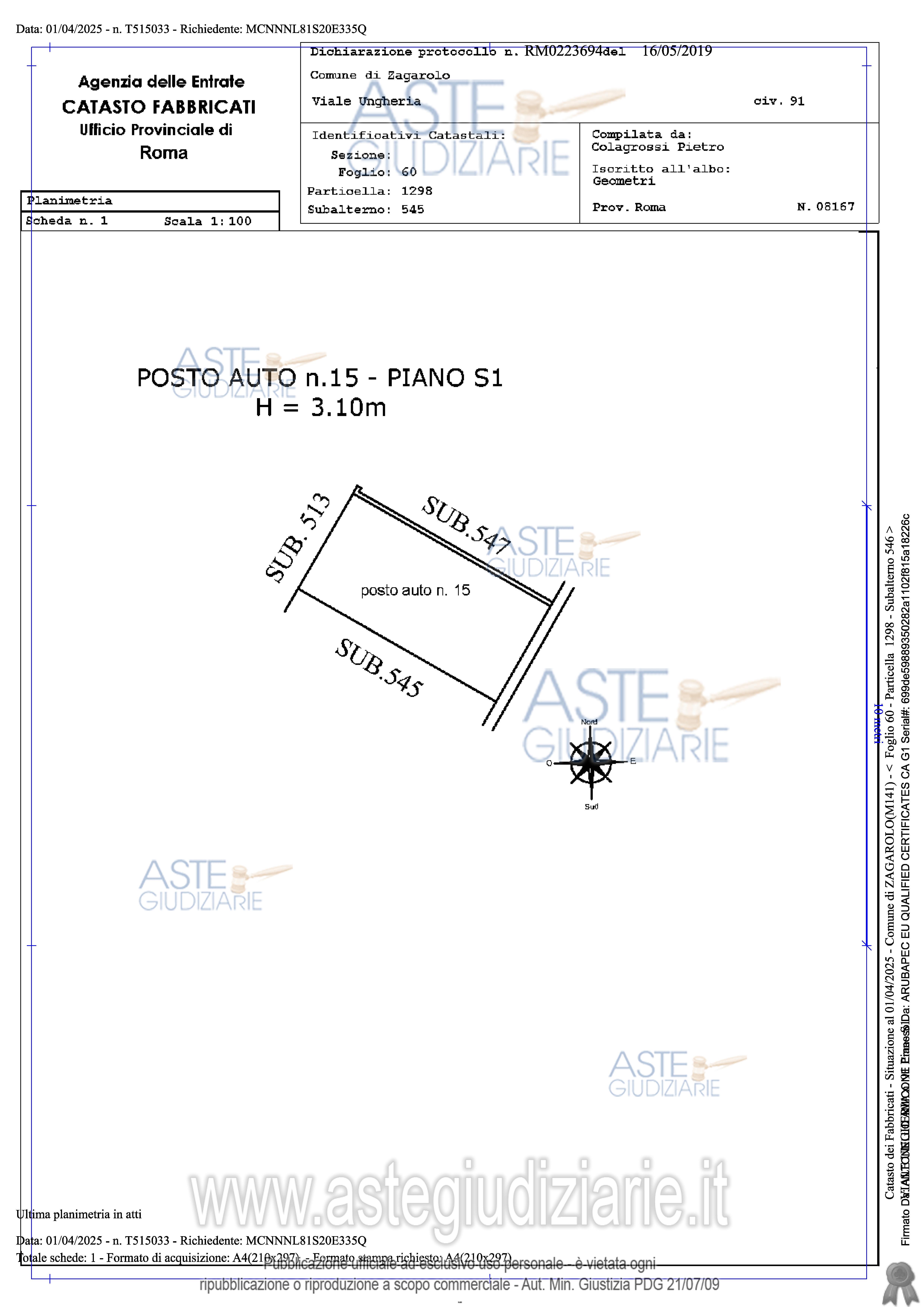 Planimetria del bene