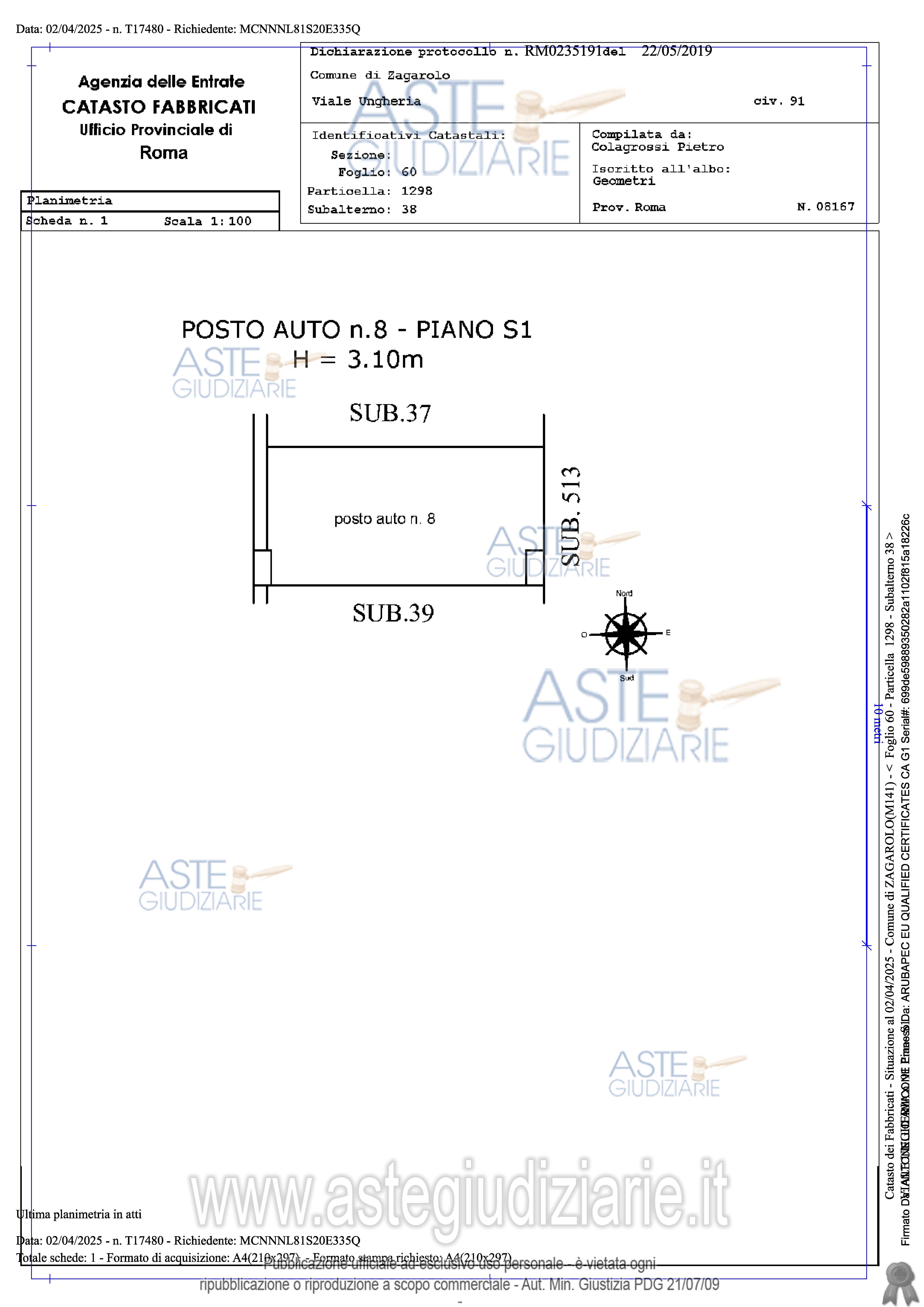 Planimetria del bene