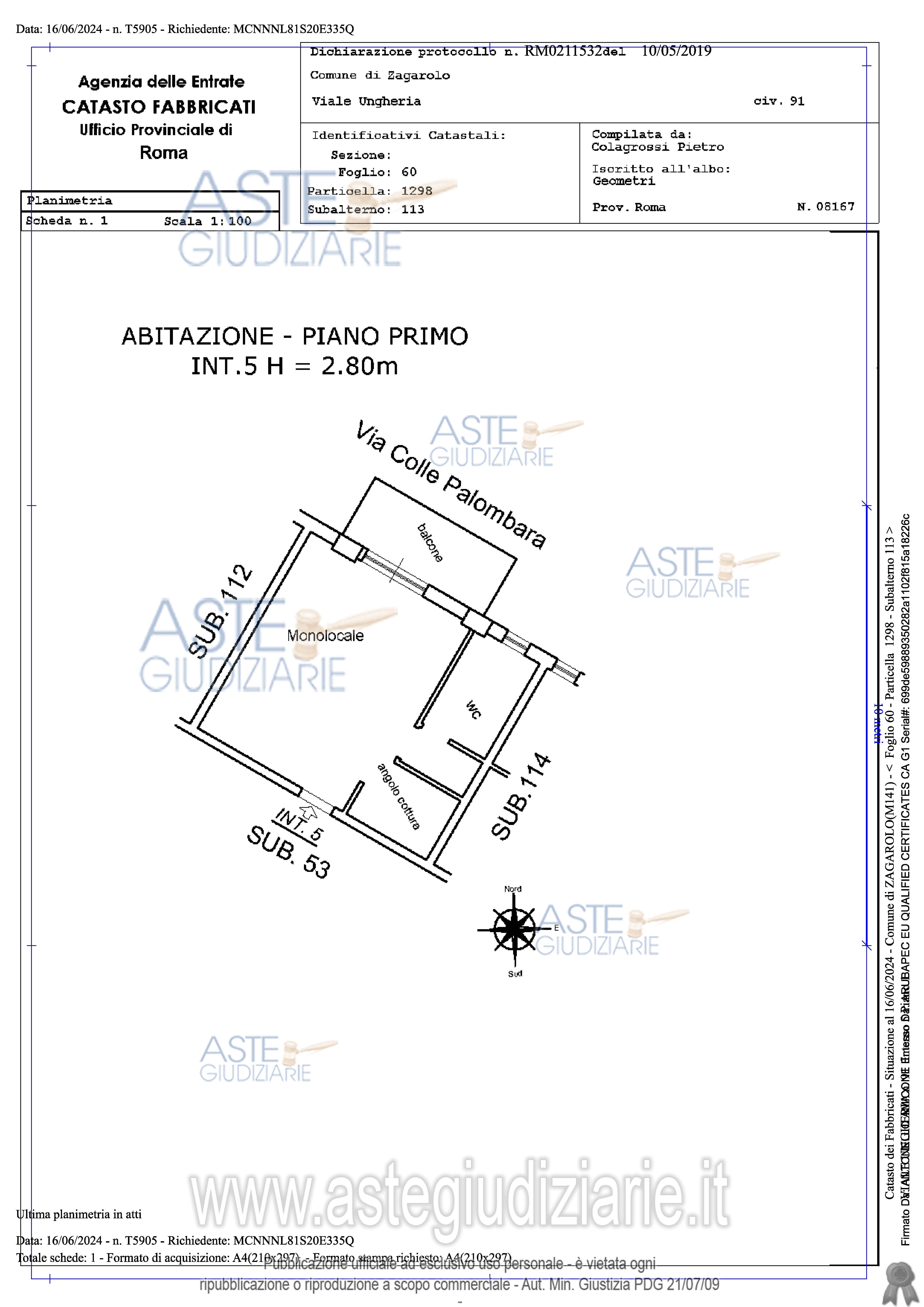 Planimetria del bene