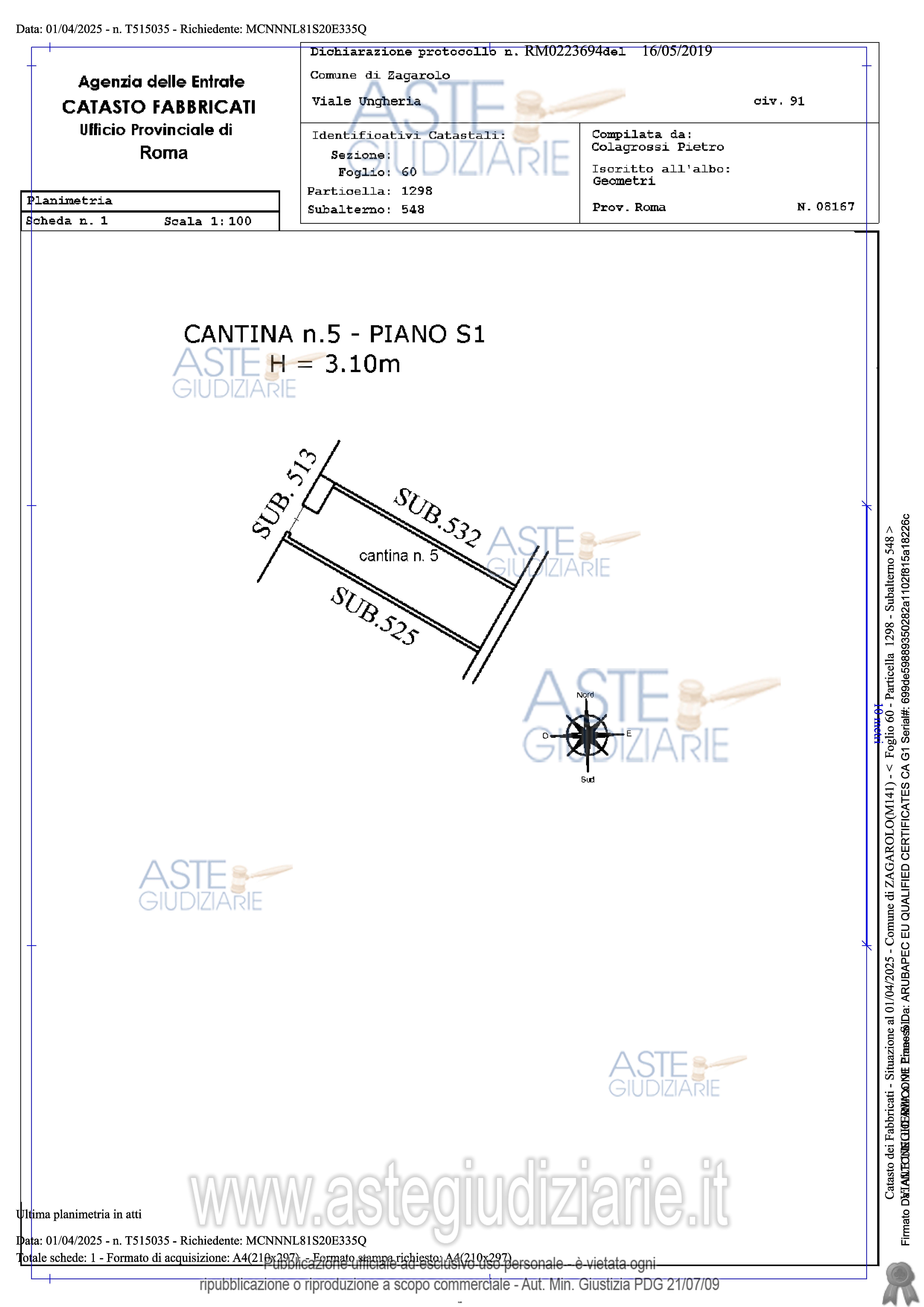 Planimetria del bene