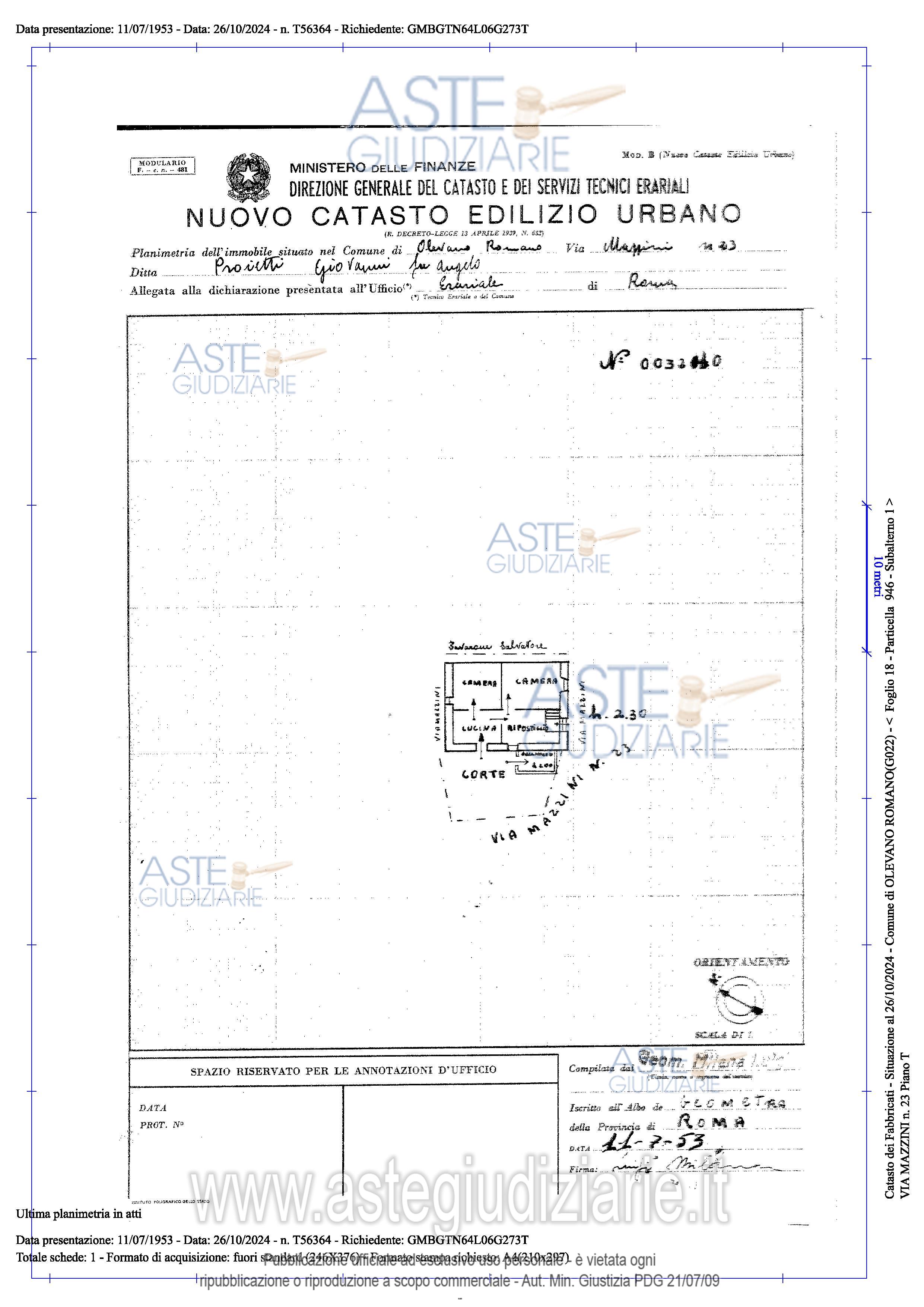 Planimetria del bene