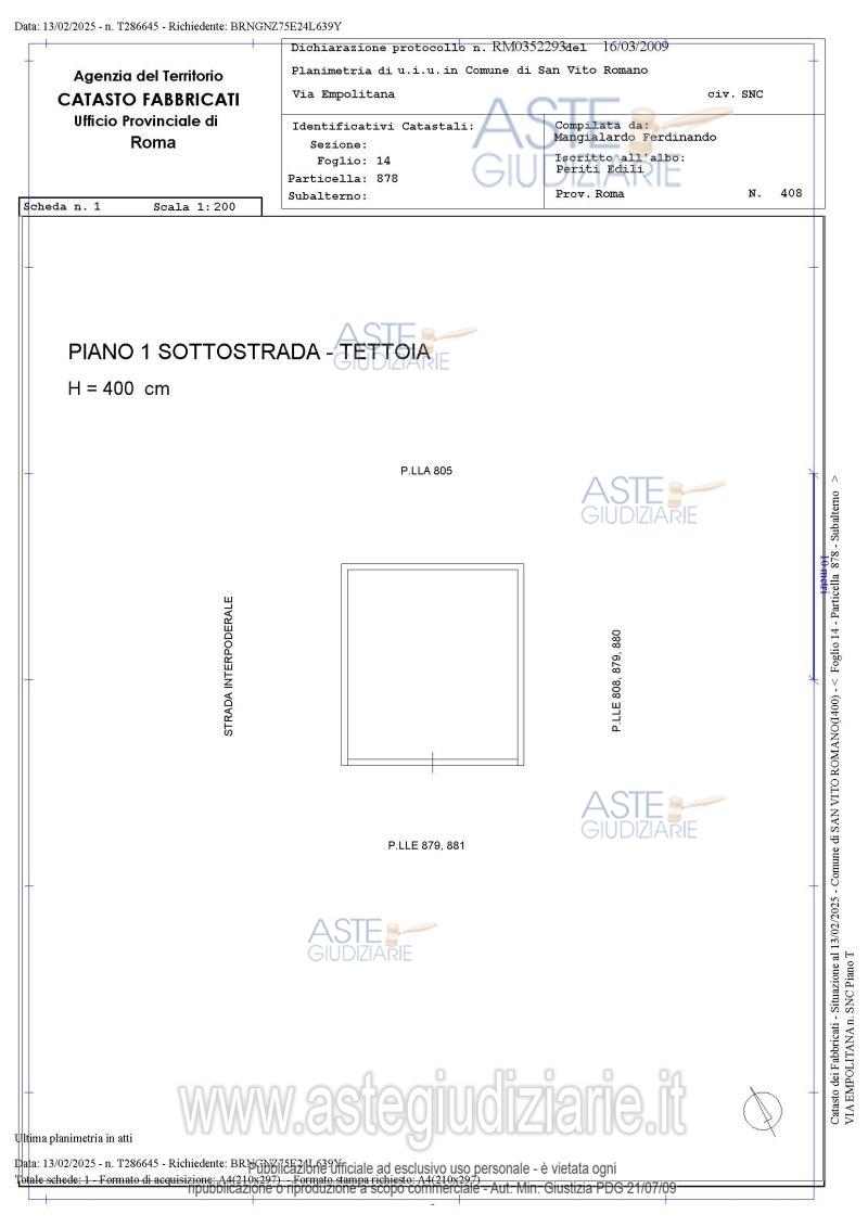 Planimetria del bene