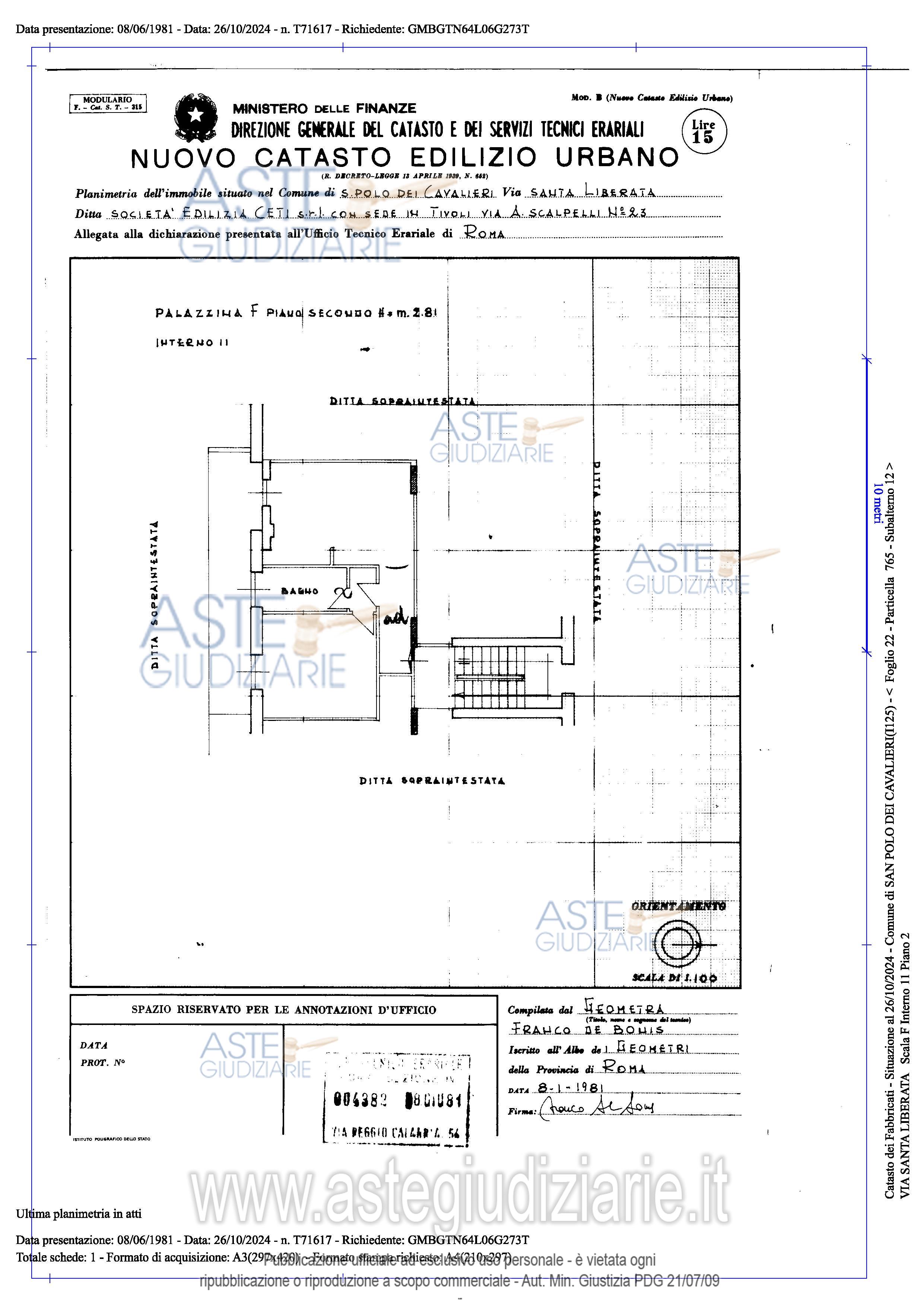 Planimetria del bene