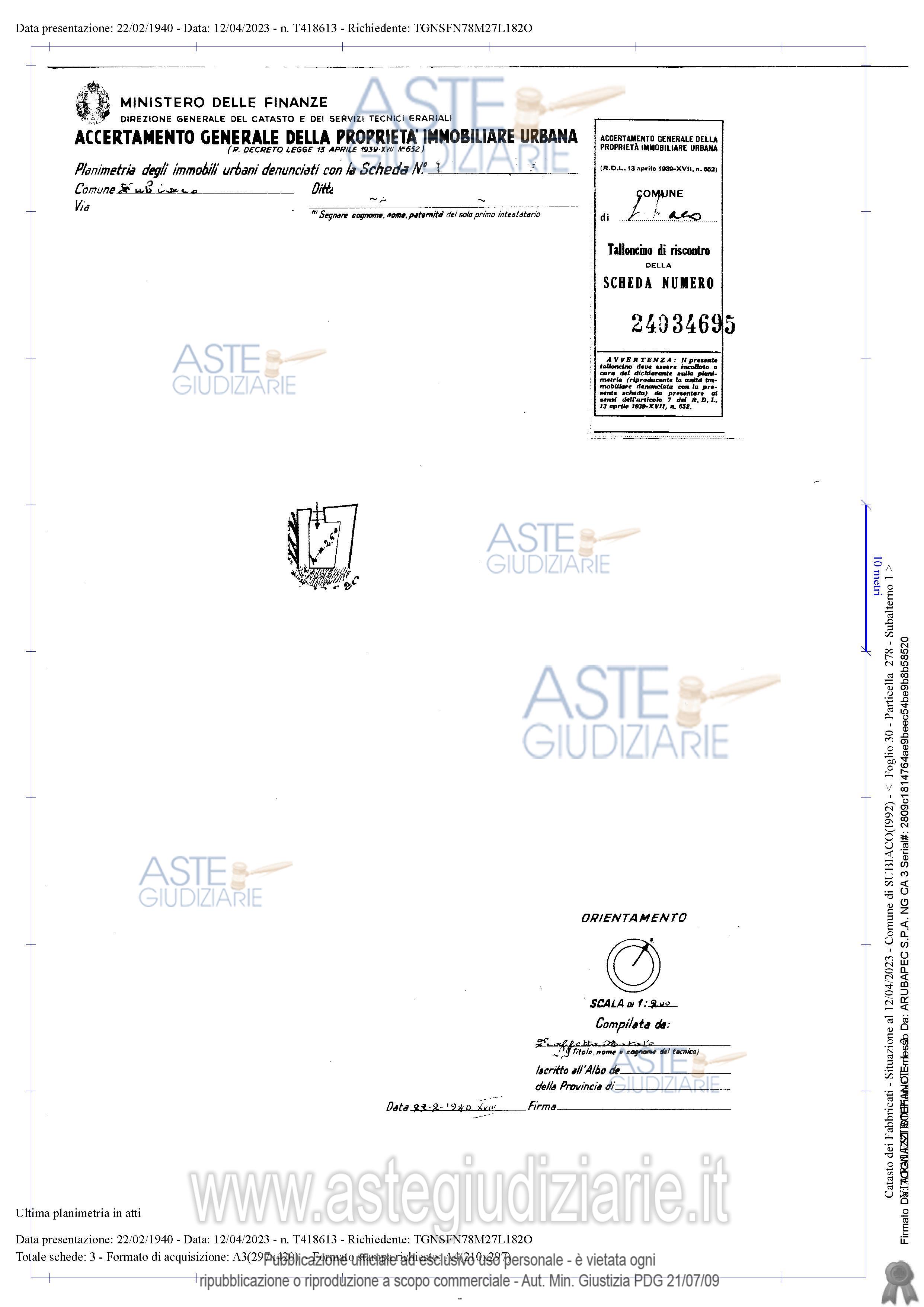 Planimetria del bene