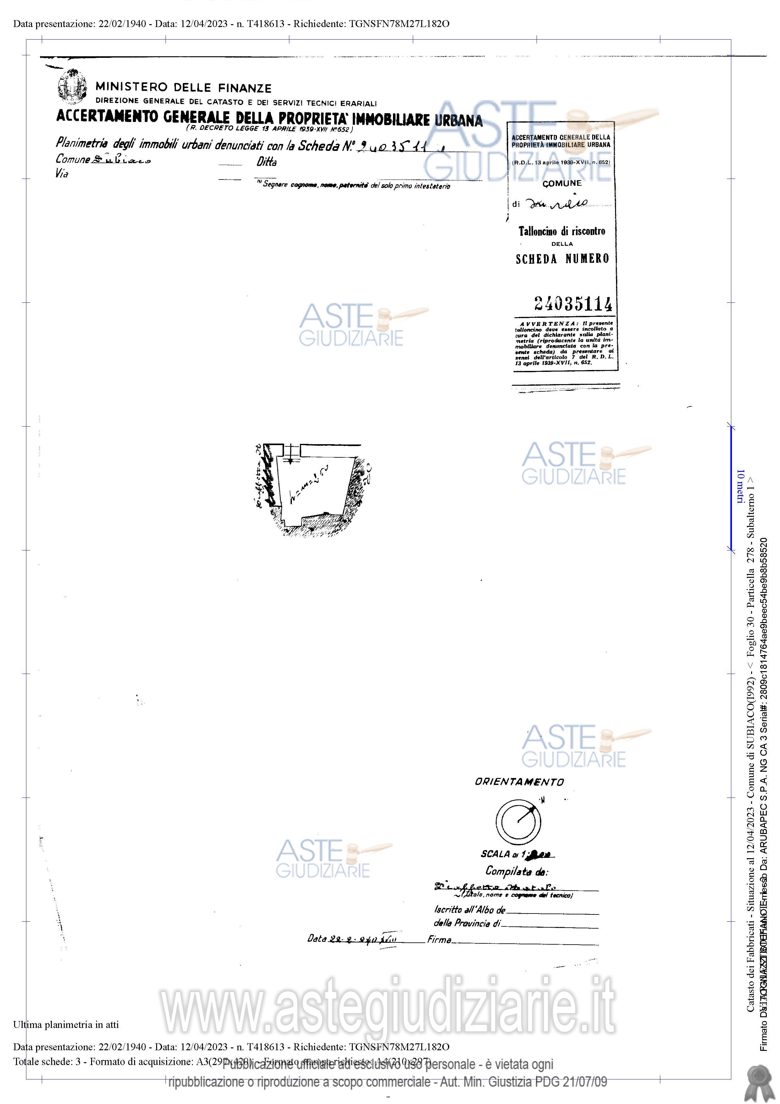 Planimetria del bene