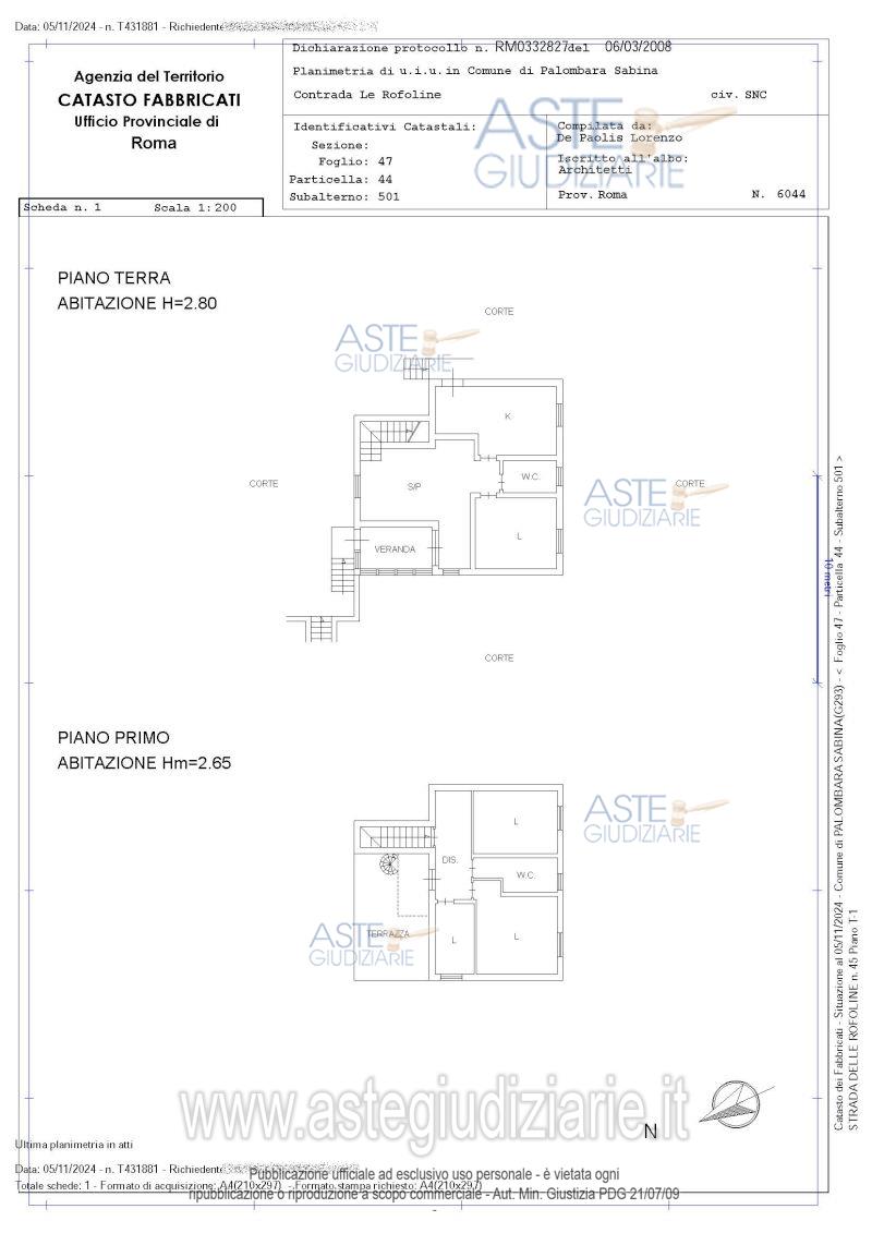 Planimetria del bene