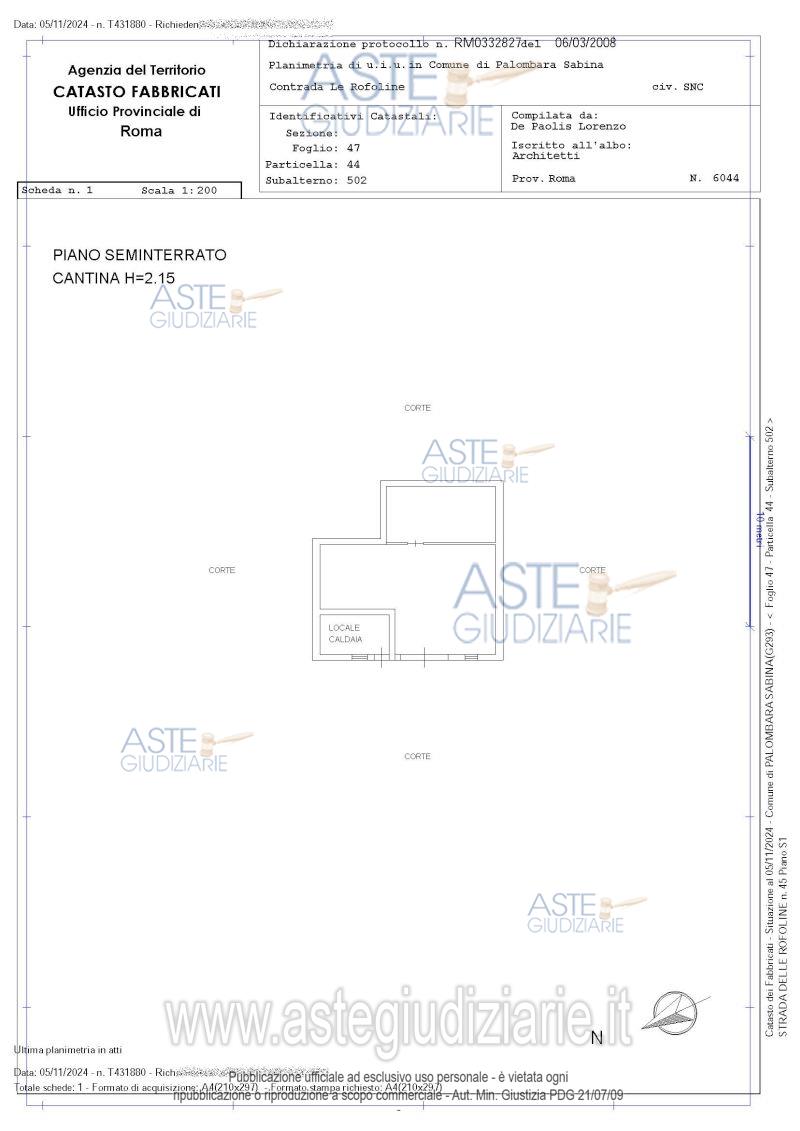 Planimetria del bene