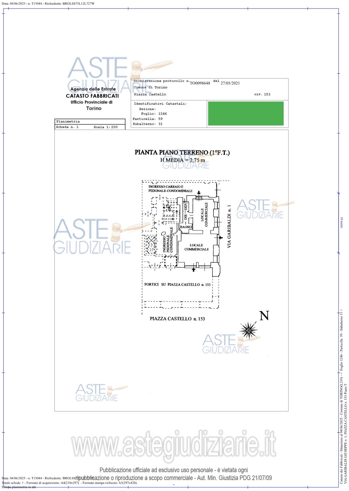 Planimetria del bene
