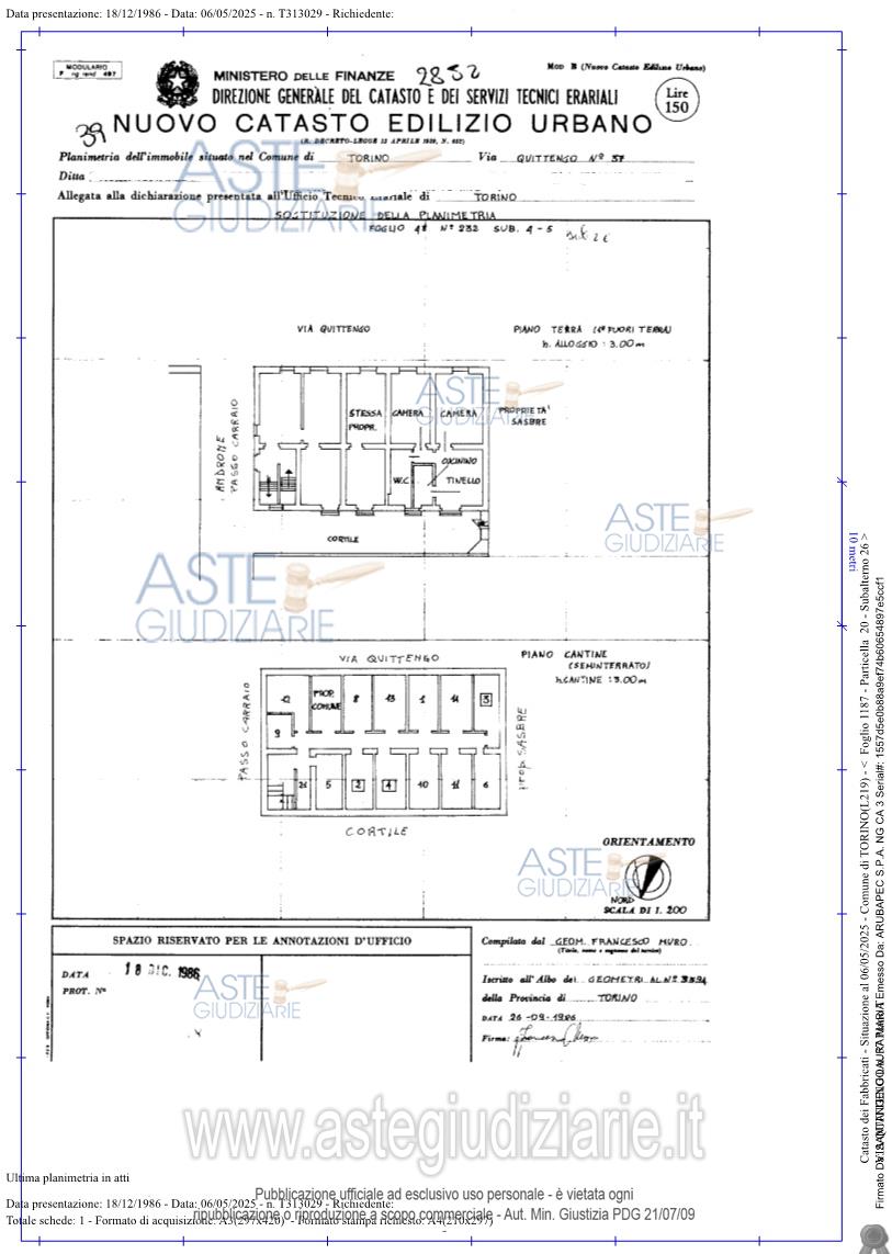 Planimetria del bene