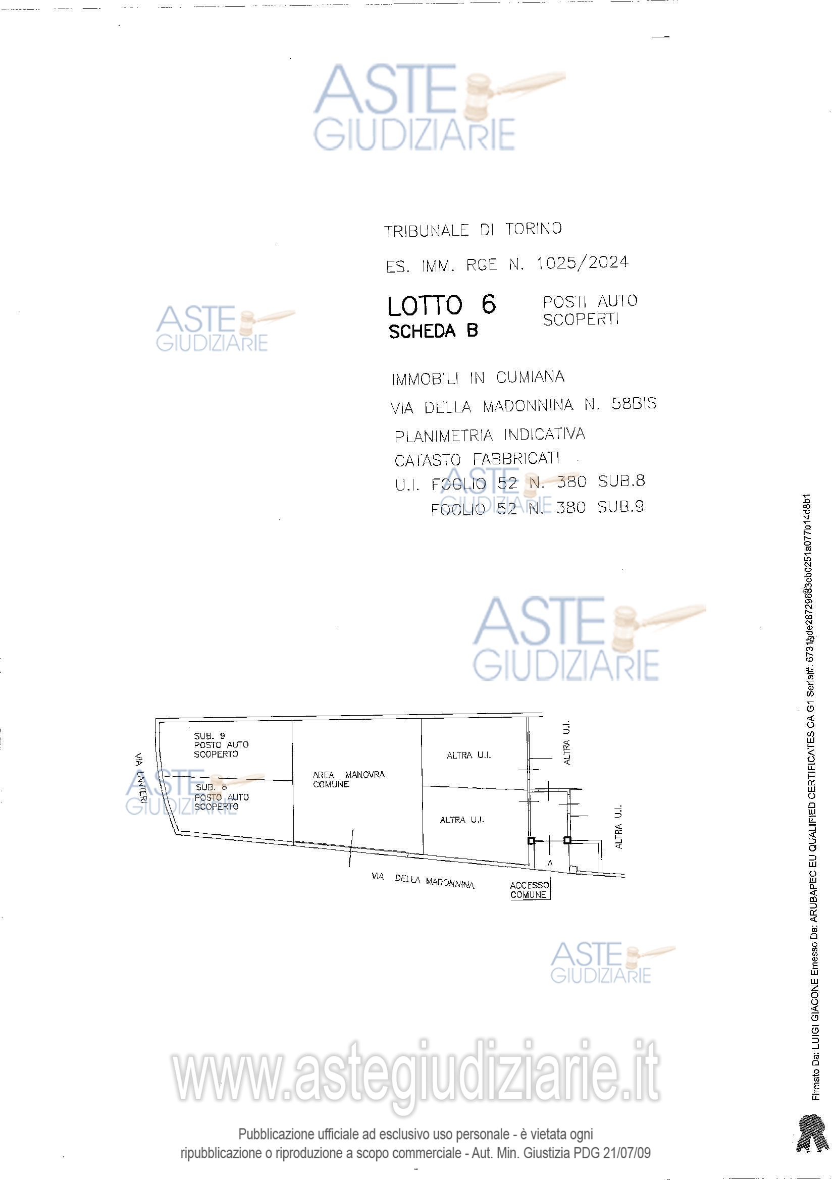 Planimetria del bene