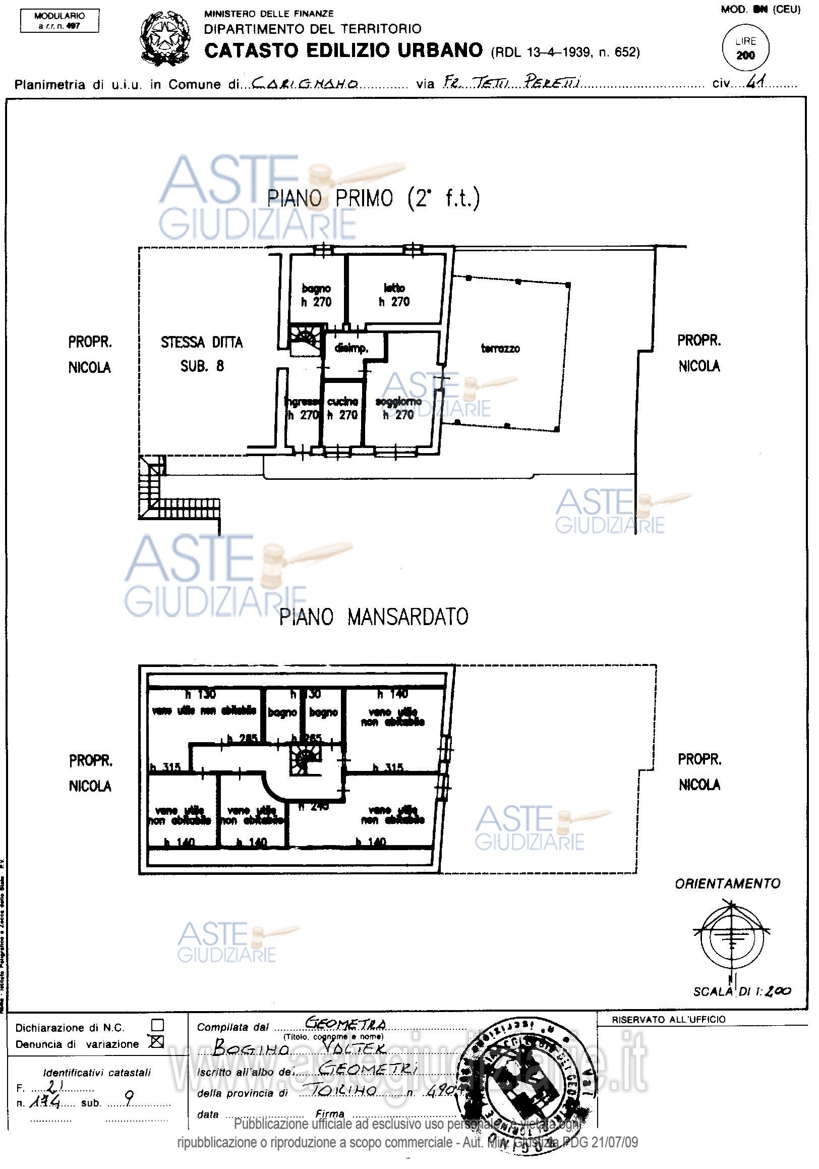 Planimetria del bene