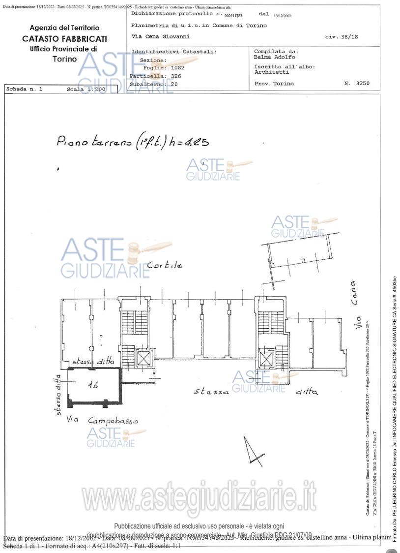 Planimetria del bene