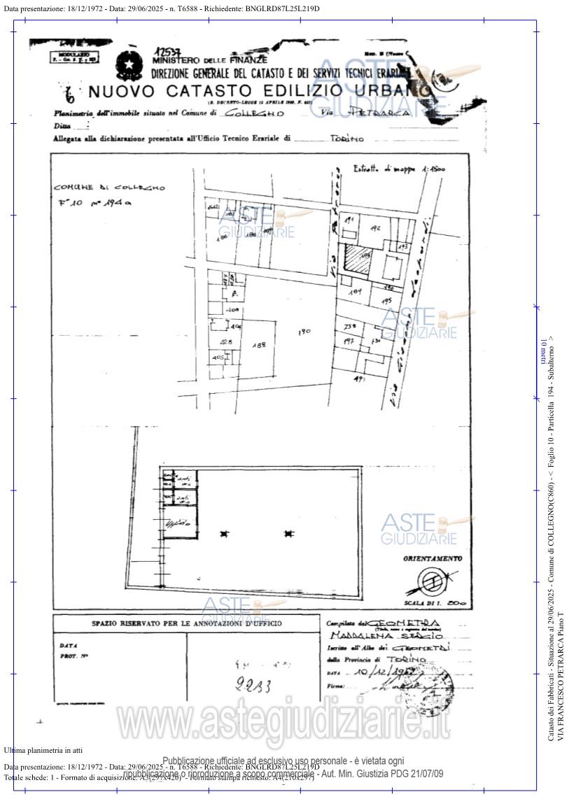 Planimetria del bene