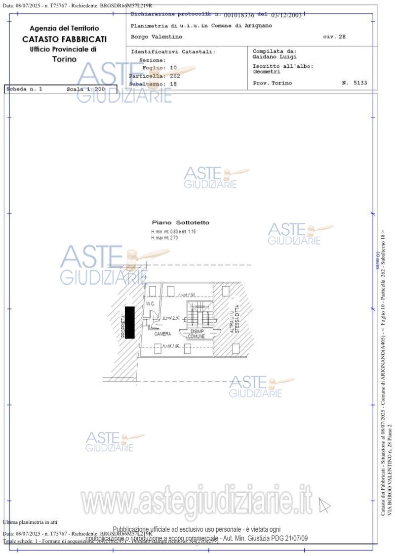 Planimetria del bene
