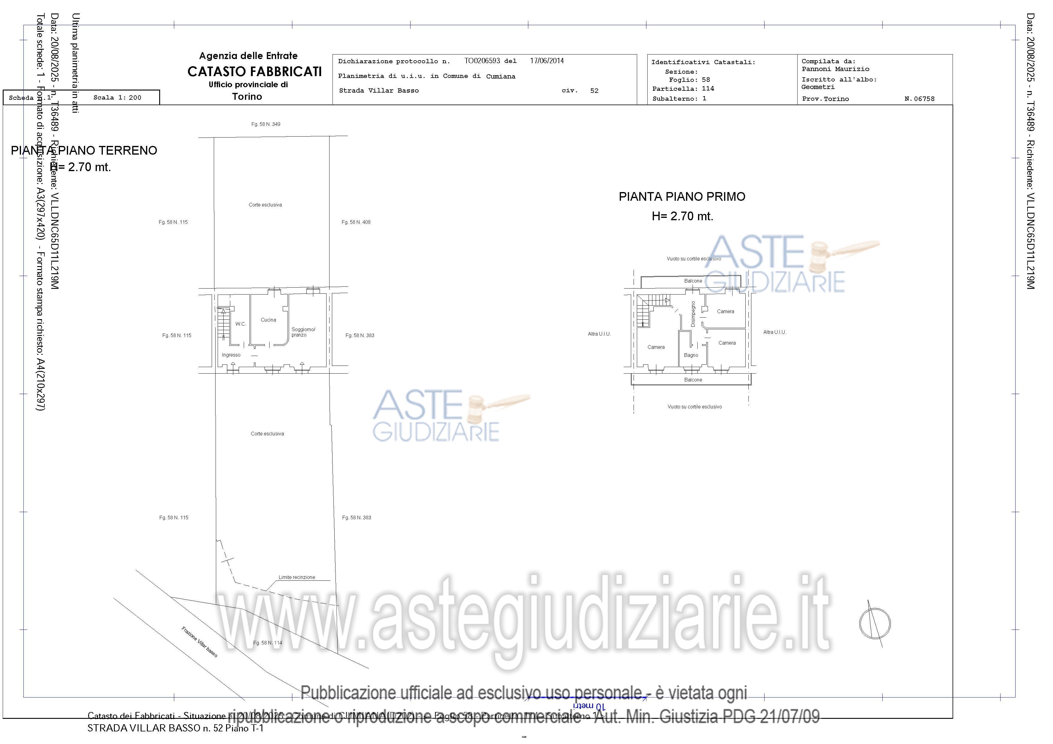 Planimetria del bene