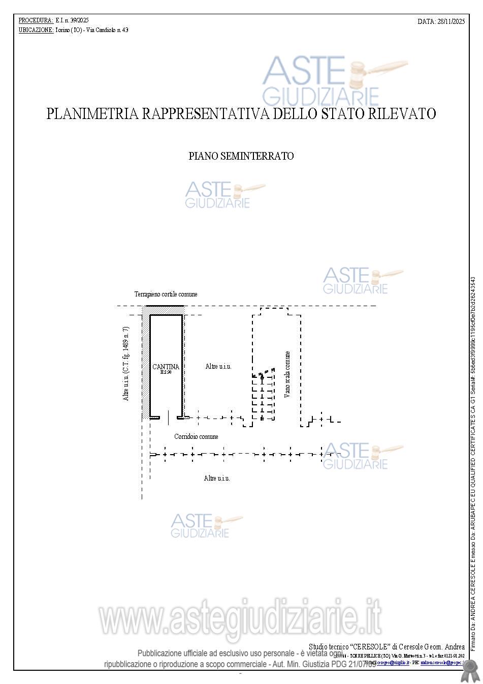 Planimetria del bene