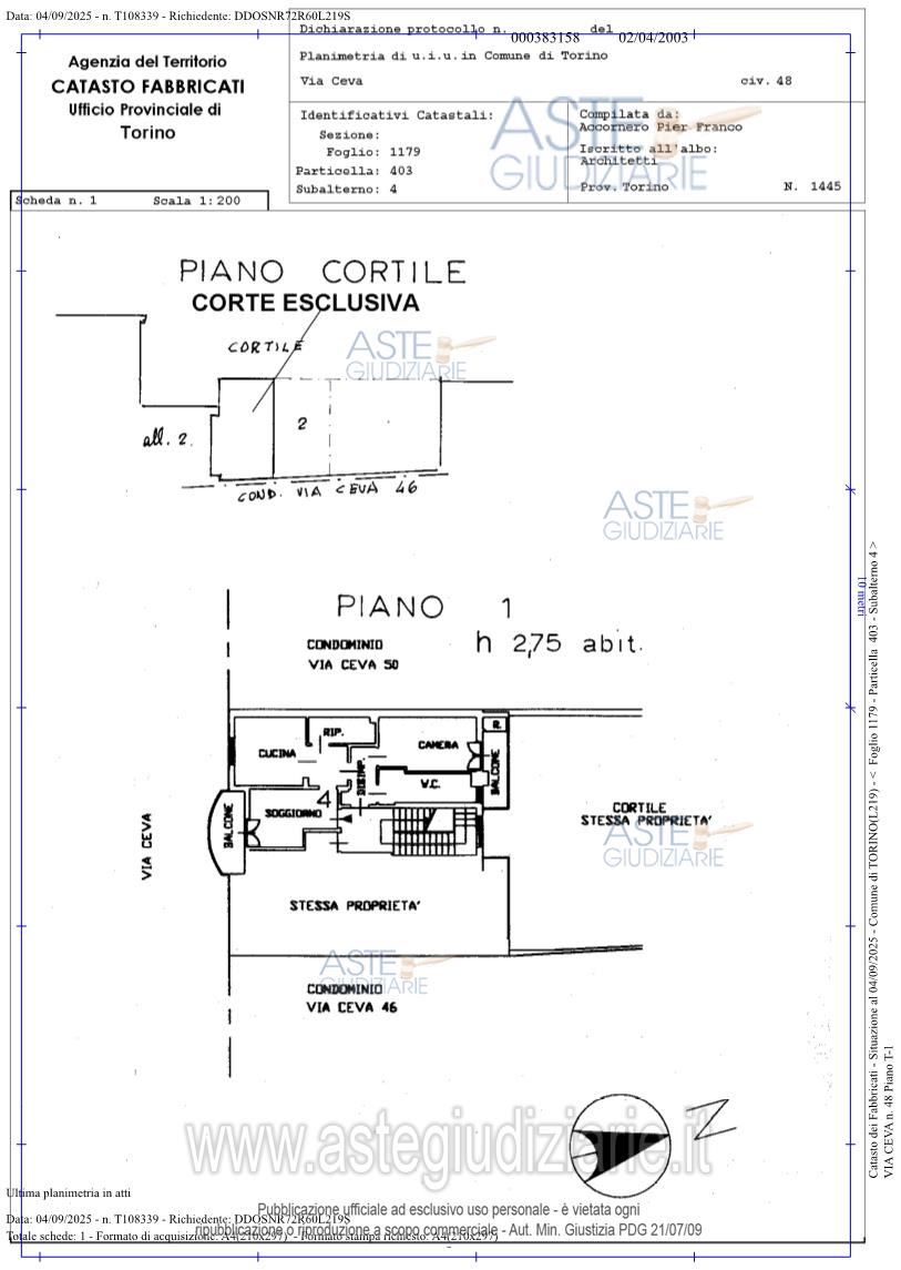 Planimetria del bene