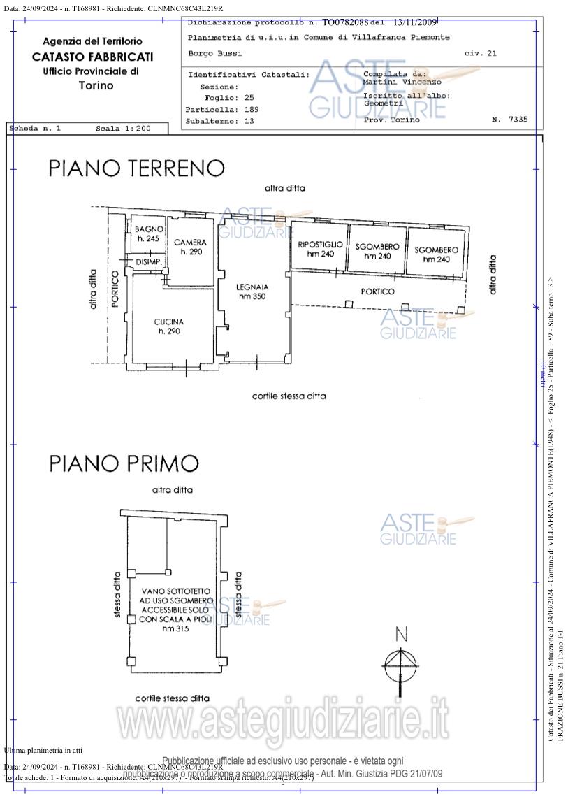 Planimetria del bene