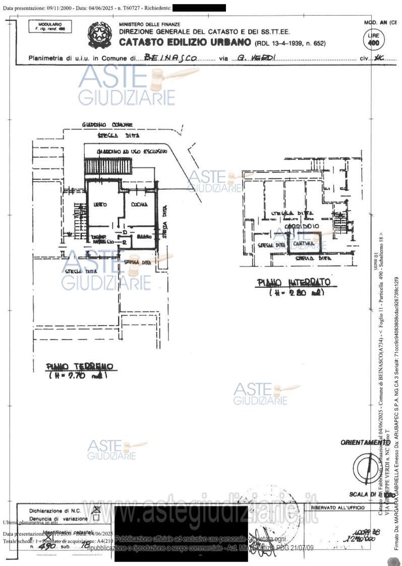 Planimetria del bene