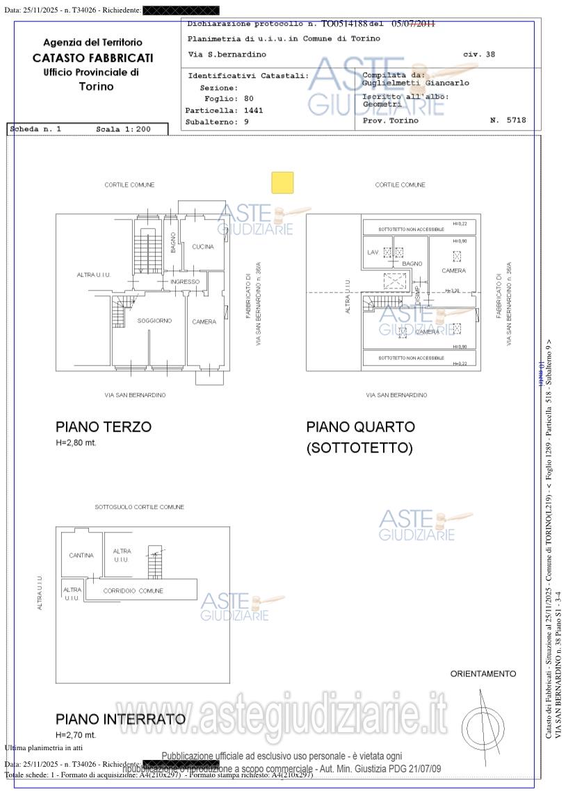 Planimetria del bene