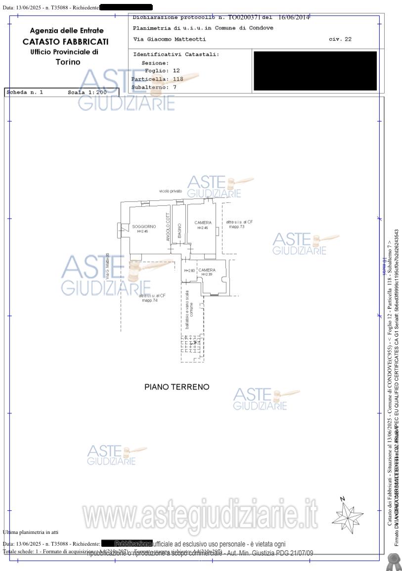 Planimetria del bene