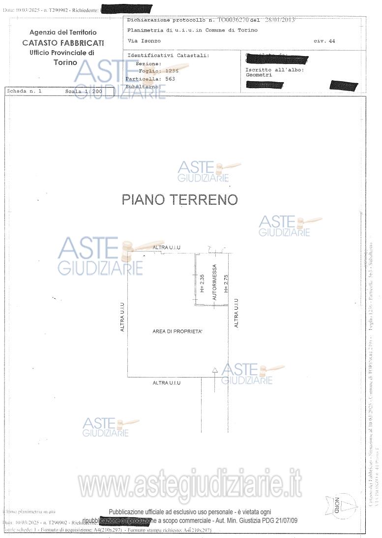 Planimetria del bene