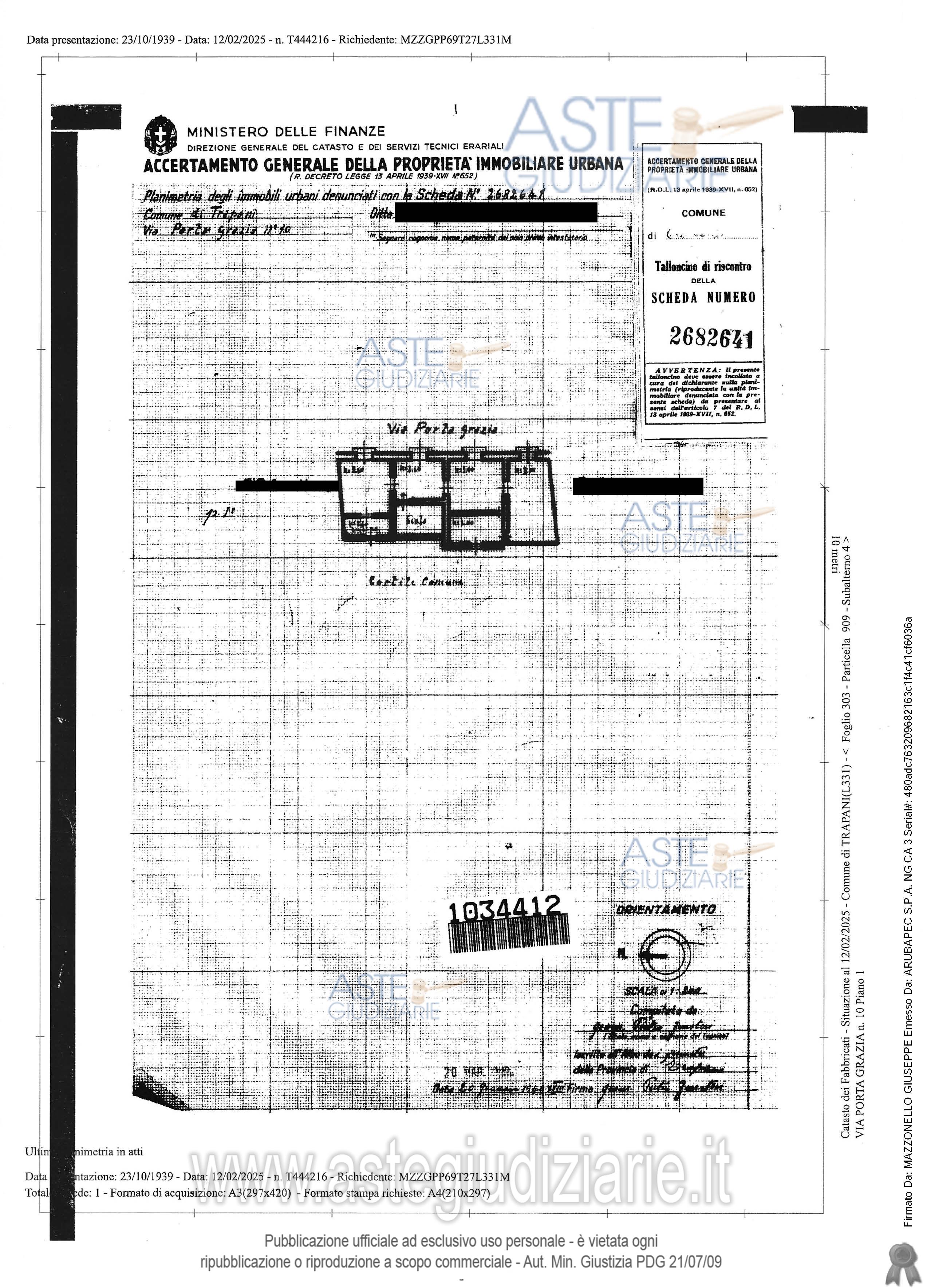 Planimetria del bene