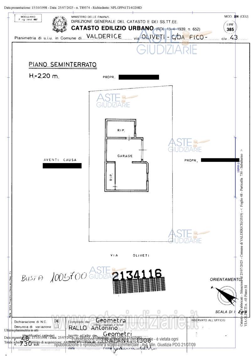 Planimetria del bene