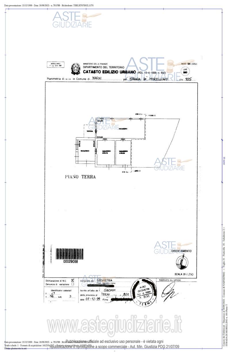 Planimetria del bene