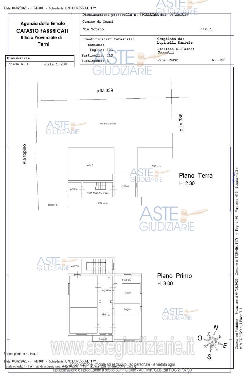 Planimetria del bene