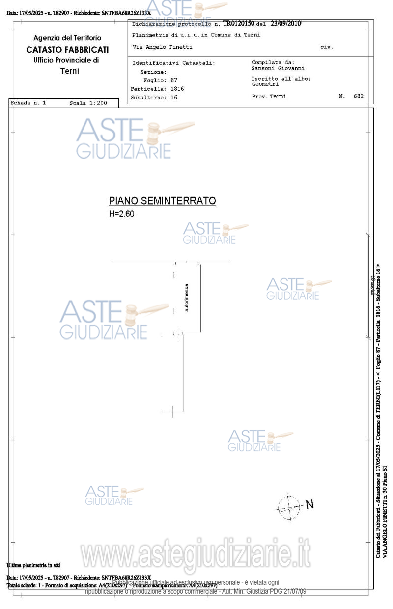 Planimetria del bene