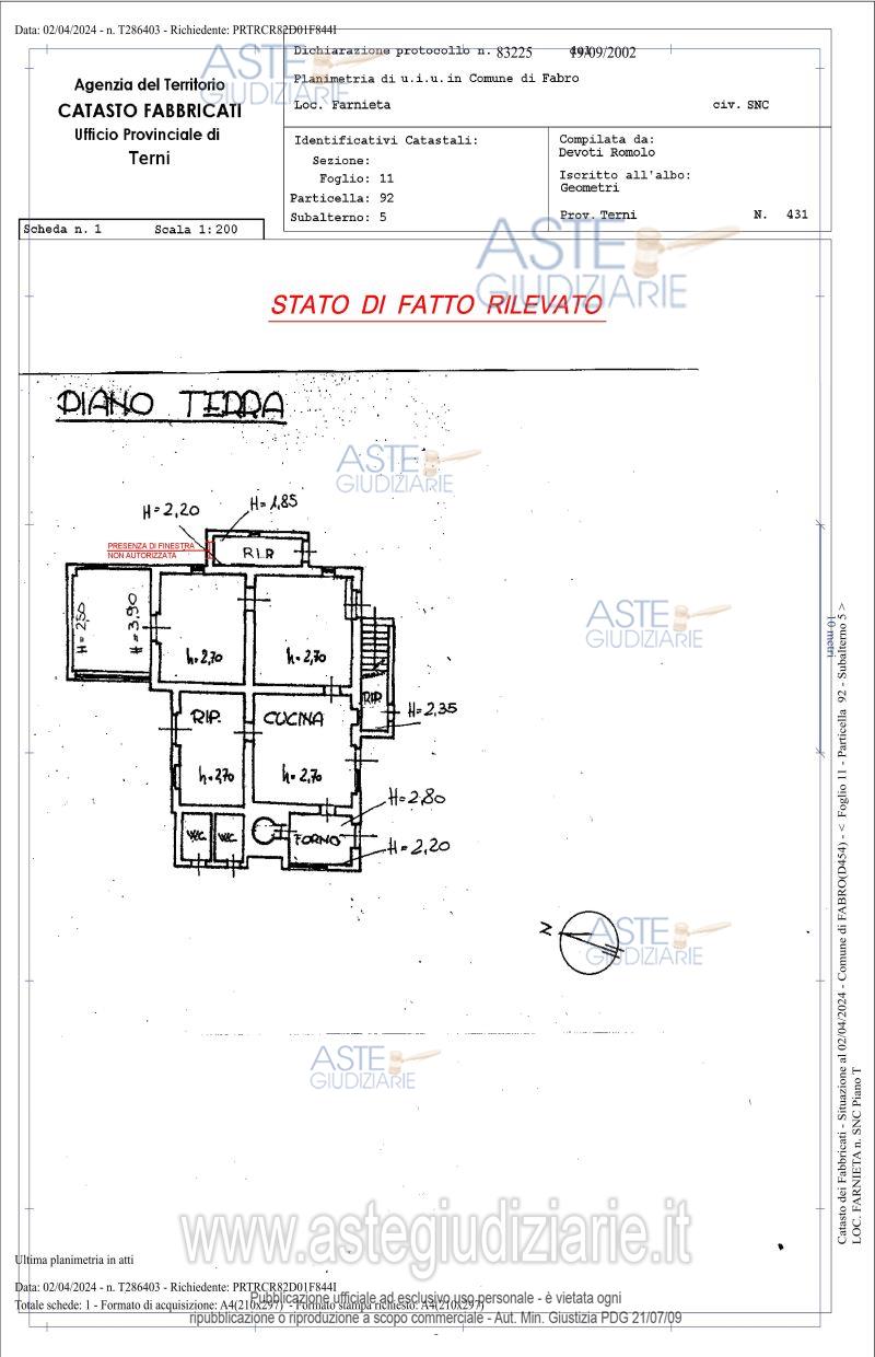 Planimetria del bene