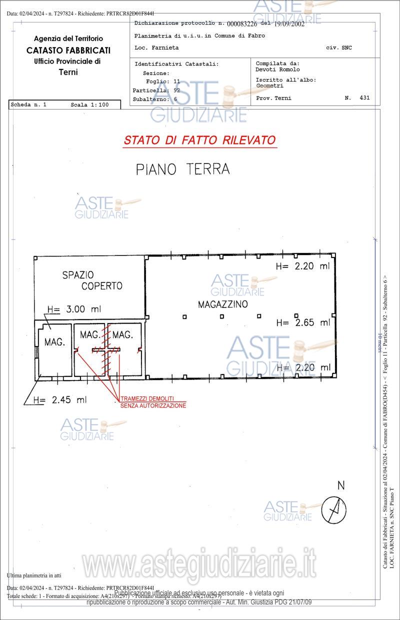 Planimetria del bene