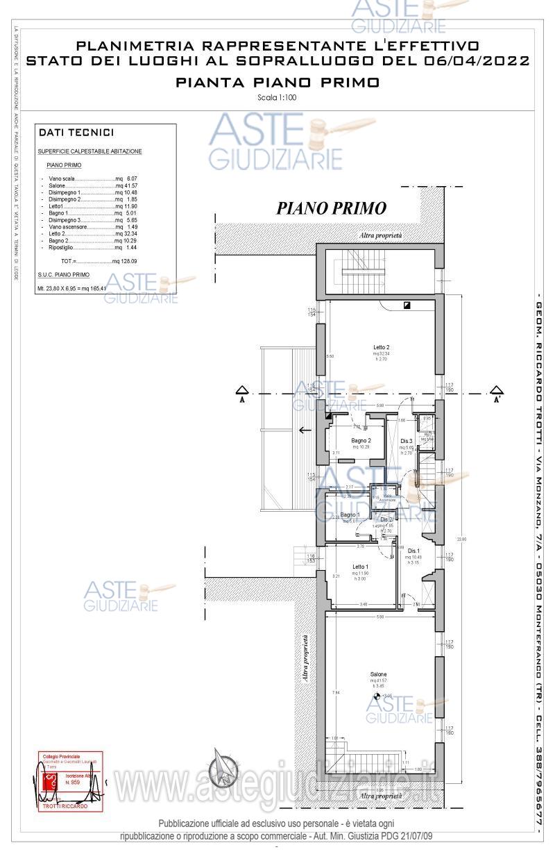 Planimetria del bene