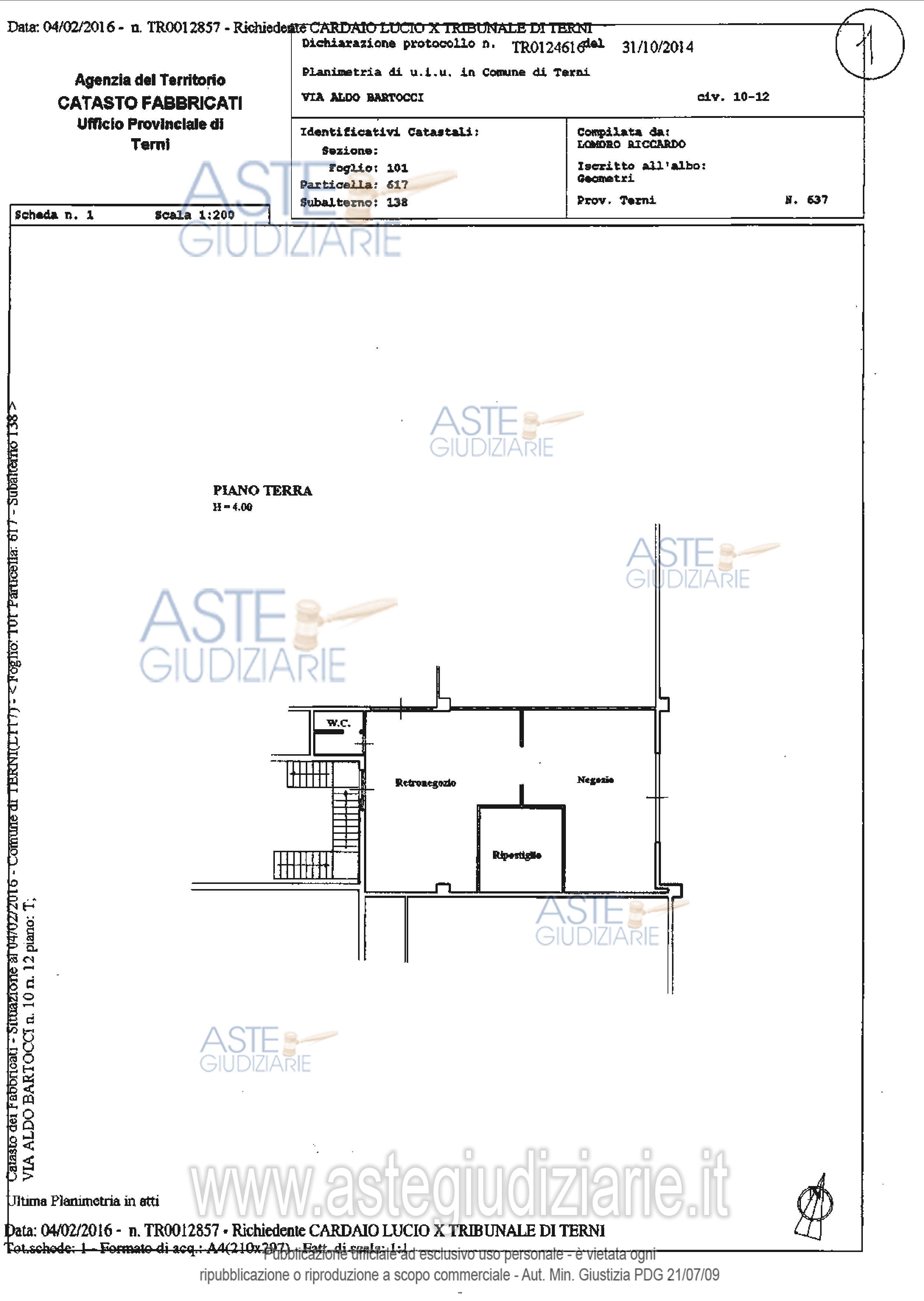 Planimetria del bene