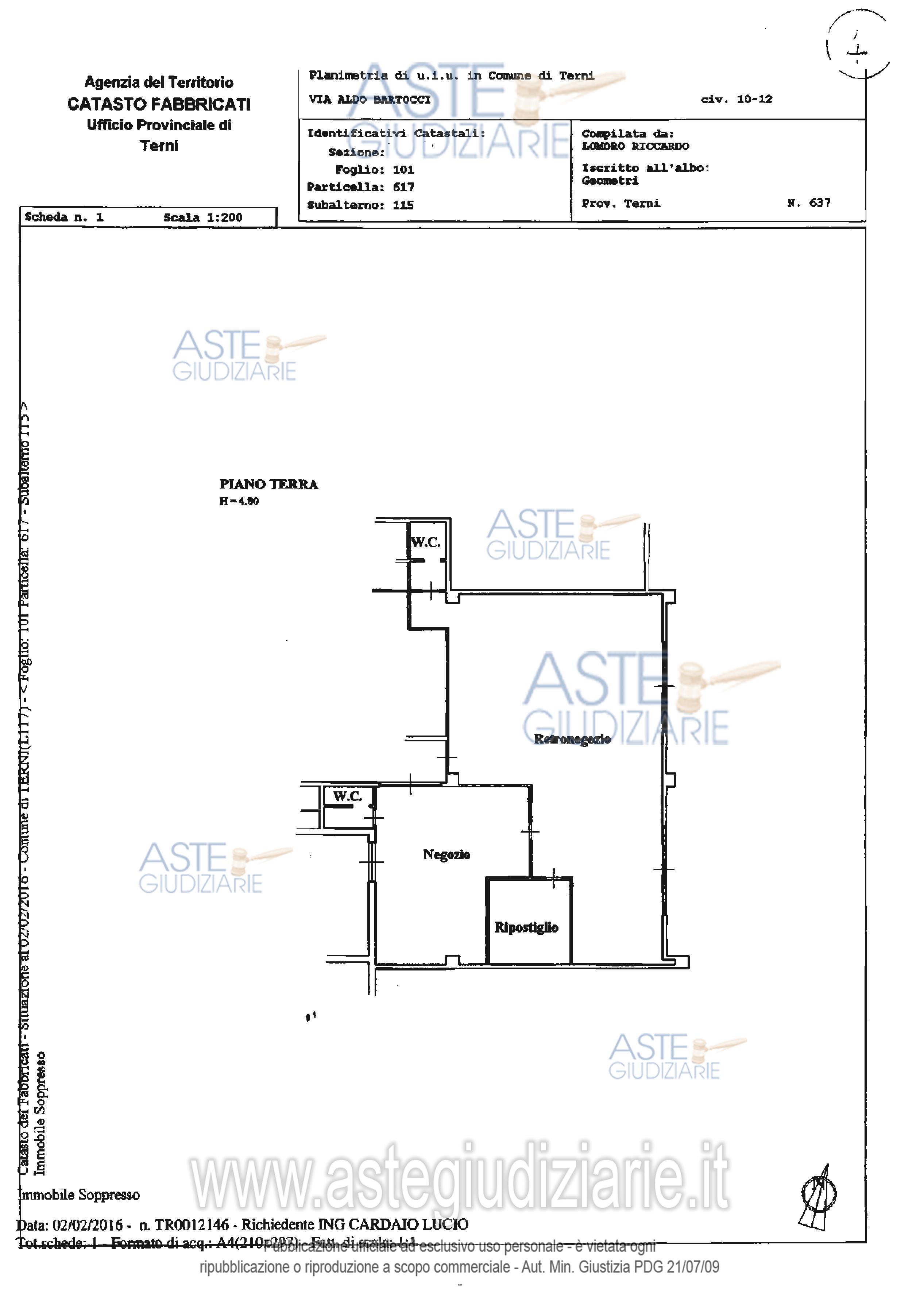 Planimetria del bene