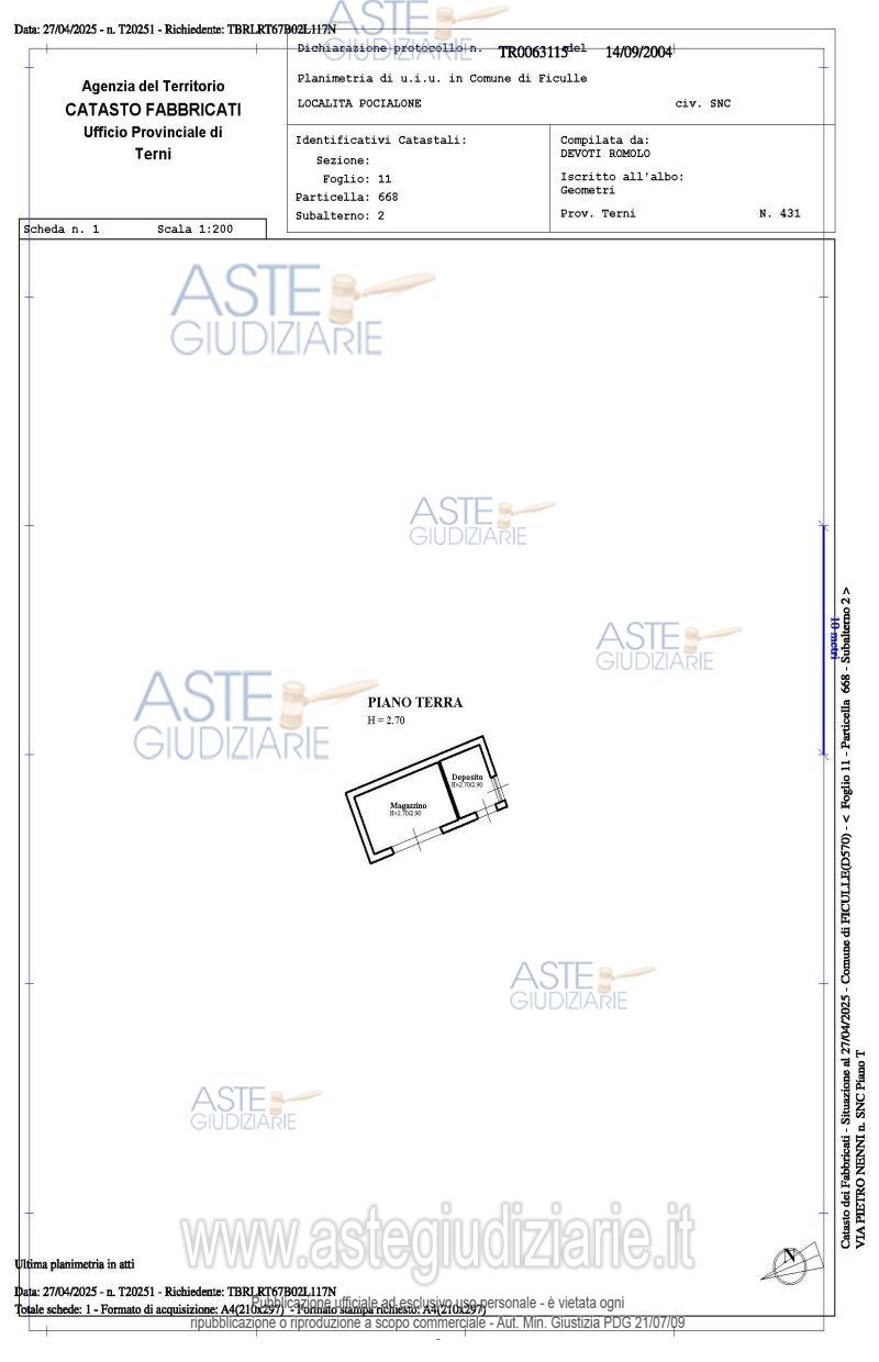 Planimetria del bene