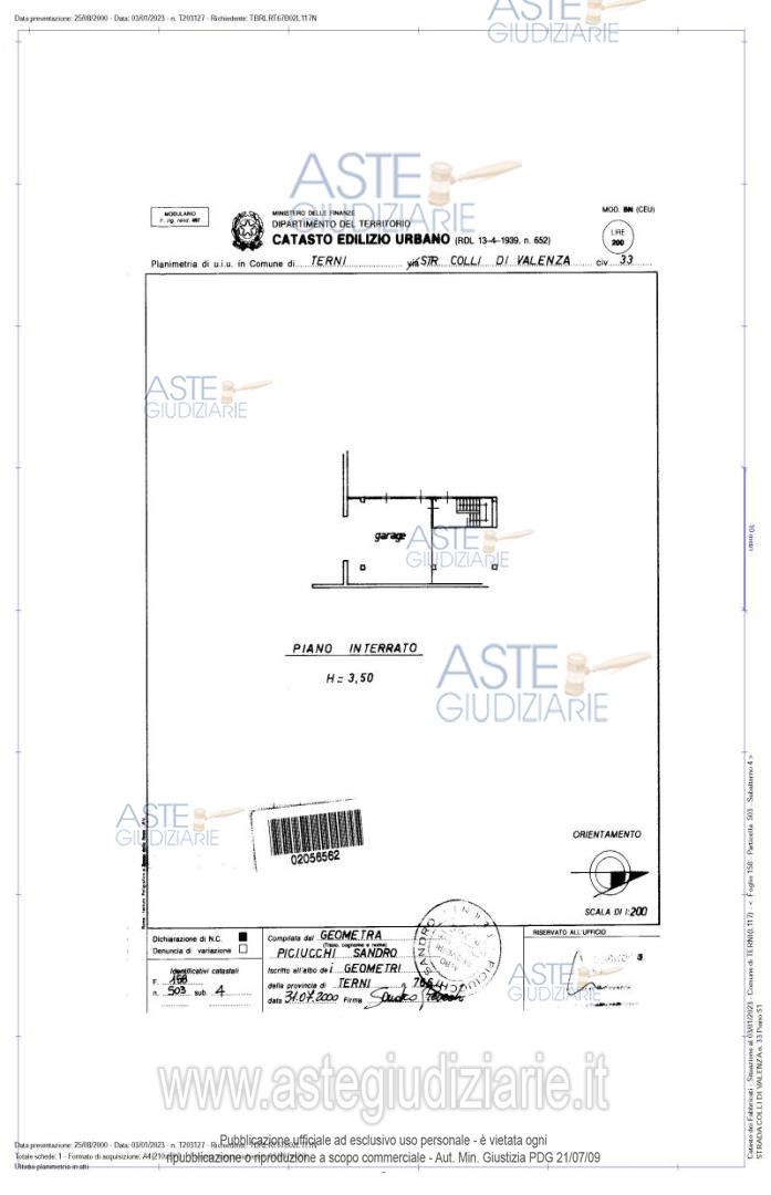 Planimetria del bene