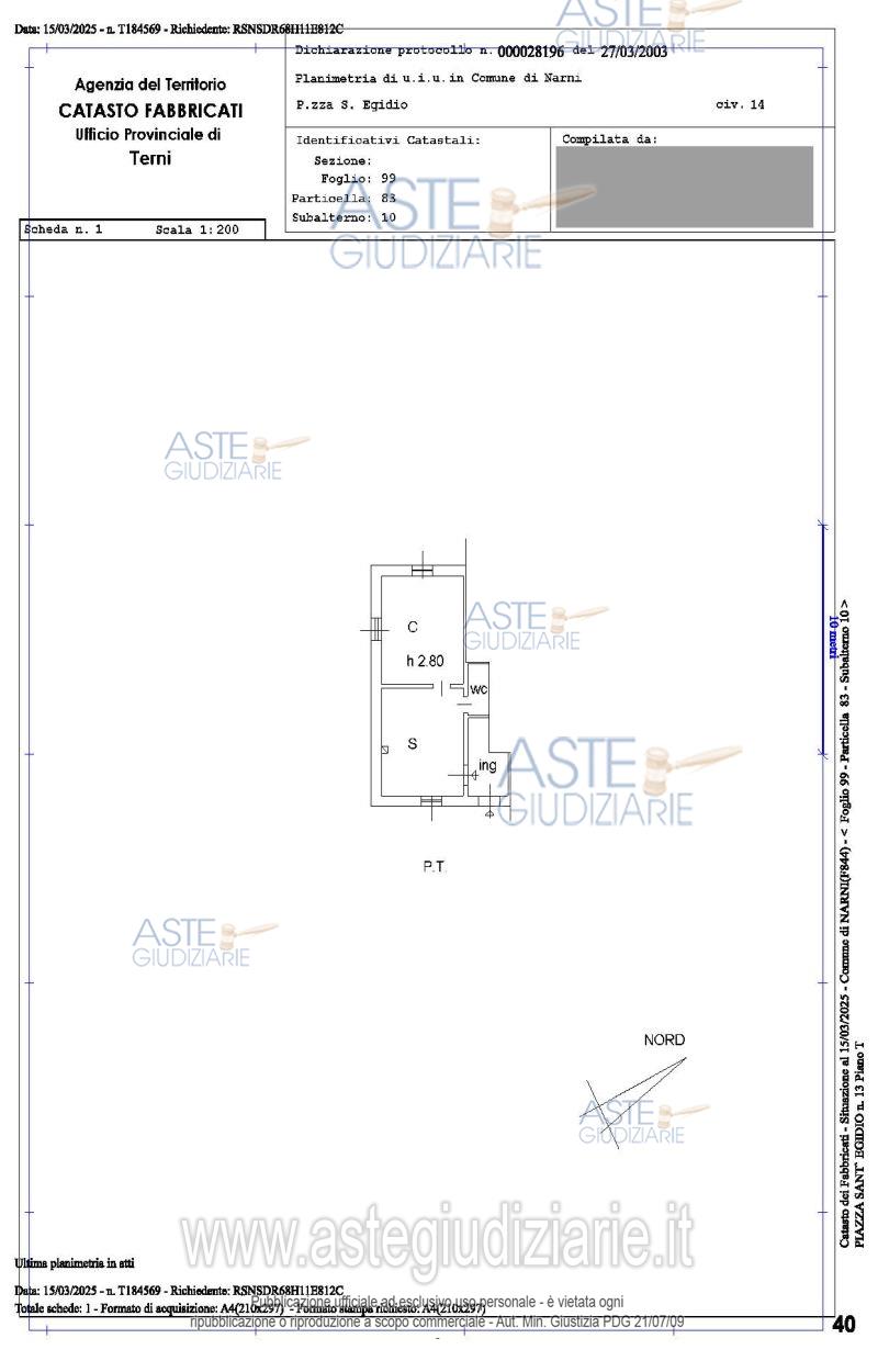 Planimetria del bene