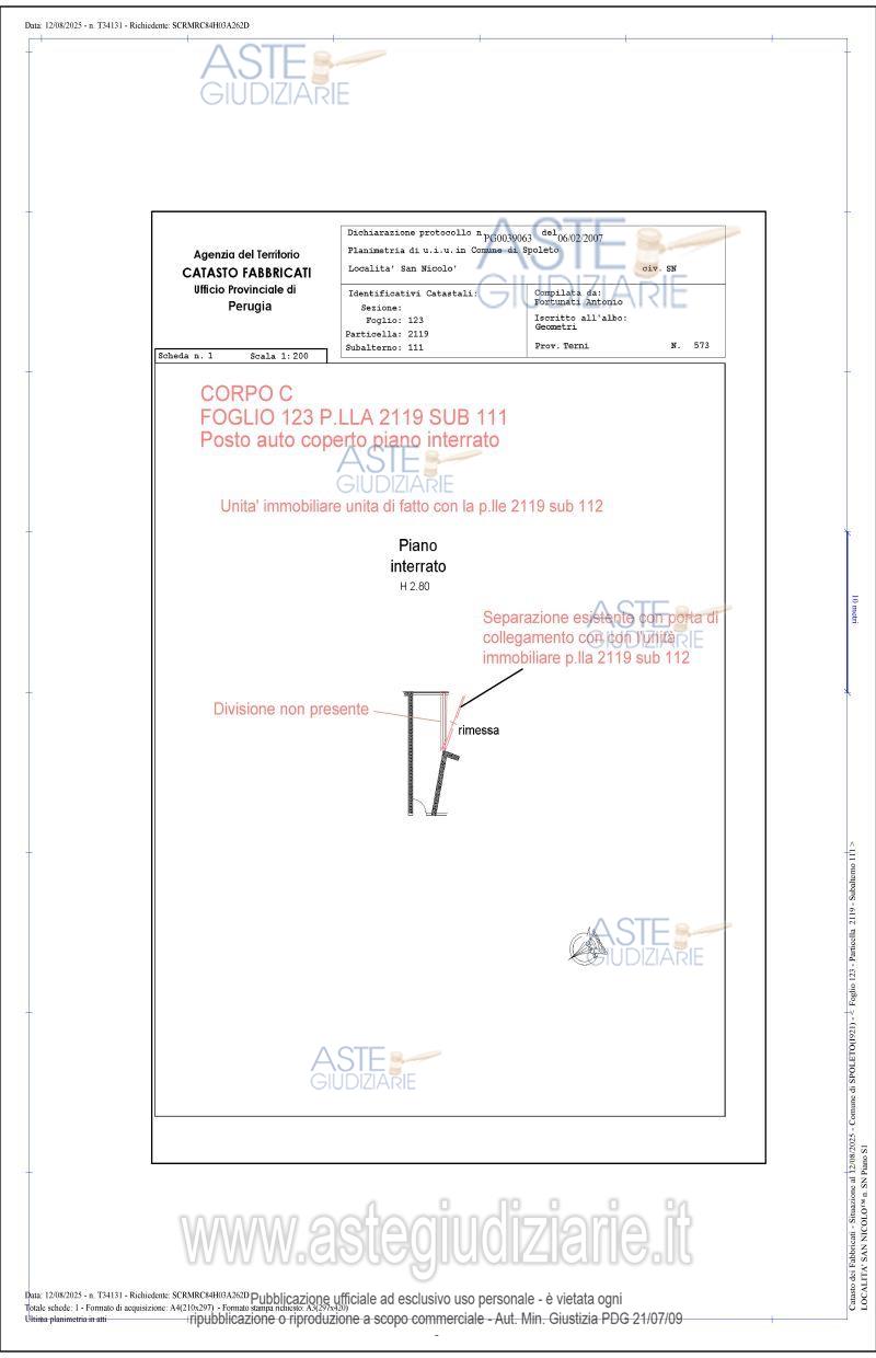 Planimetria del bene