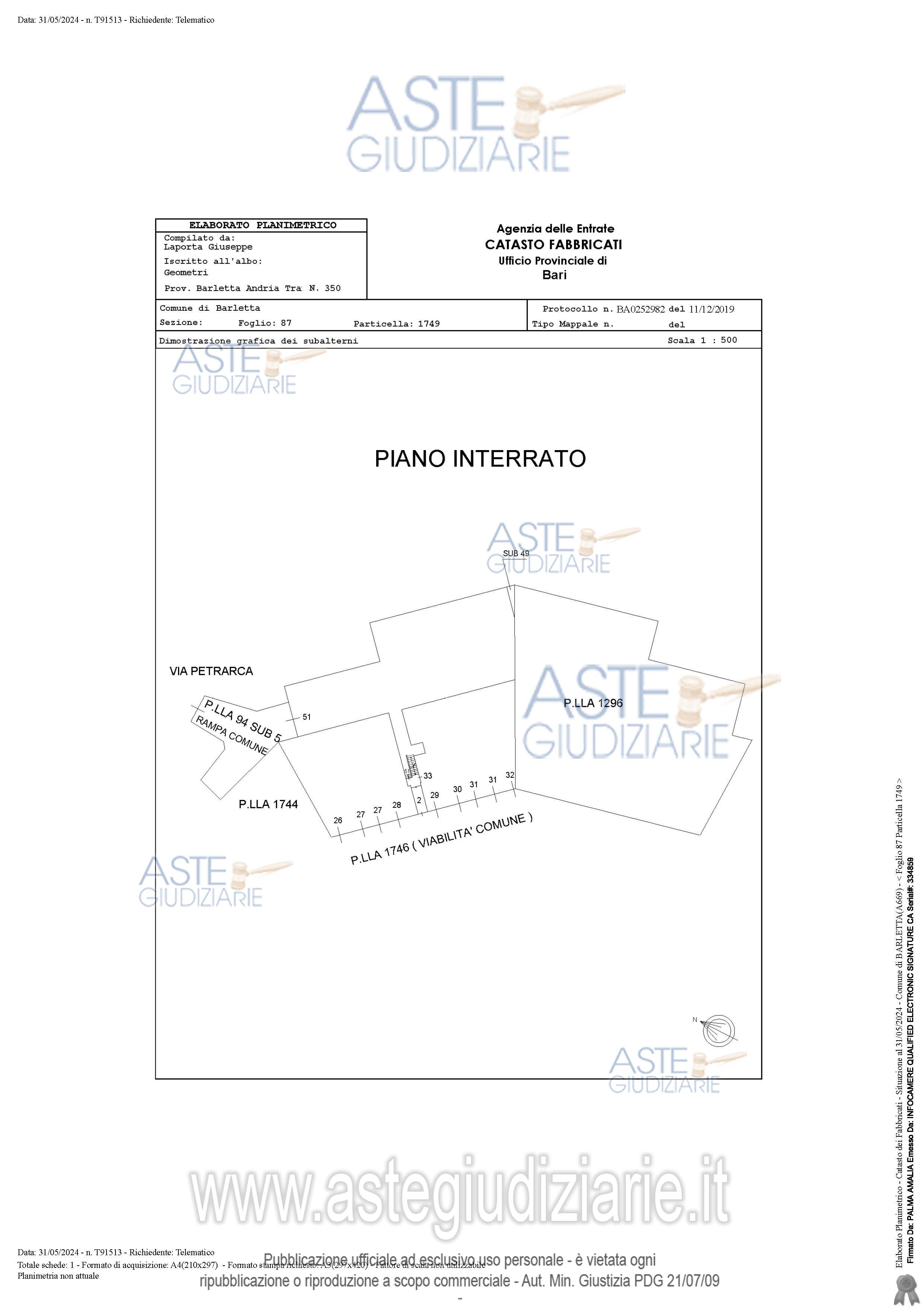 Planimetria del bene