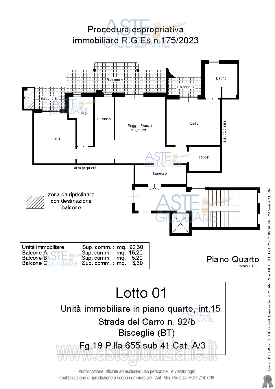 Planimetria del bene