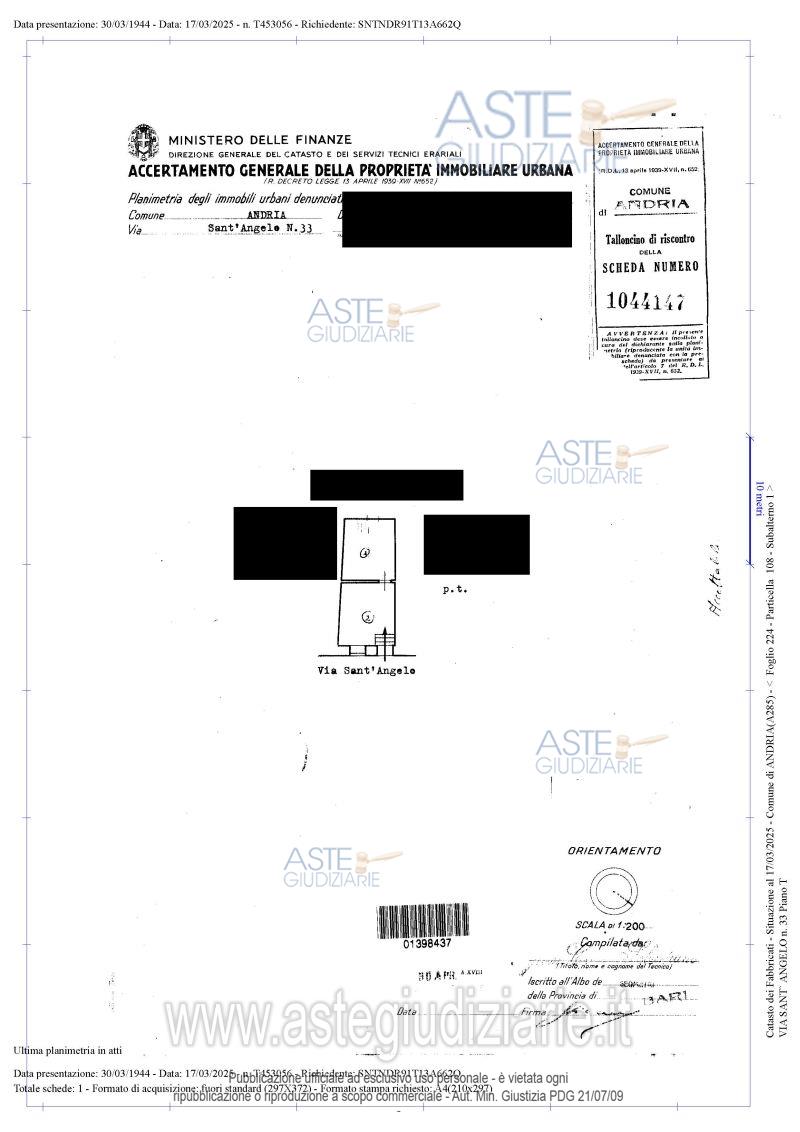 Planimetria del bene