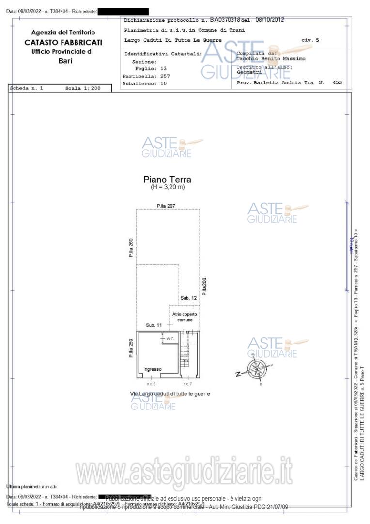 Planimetria del bene