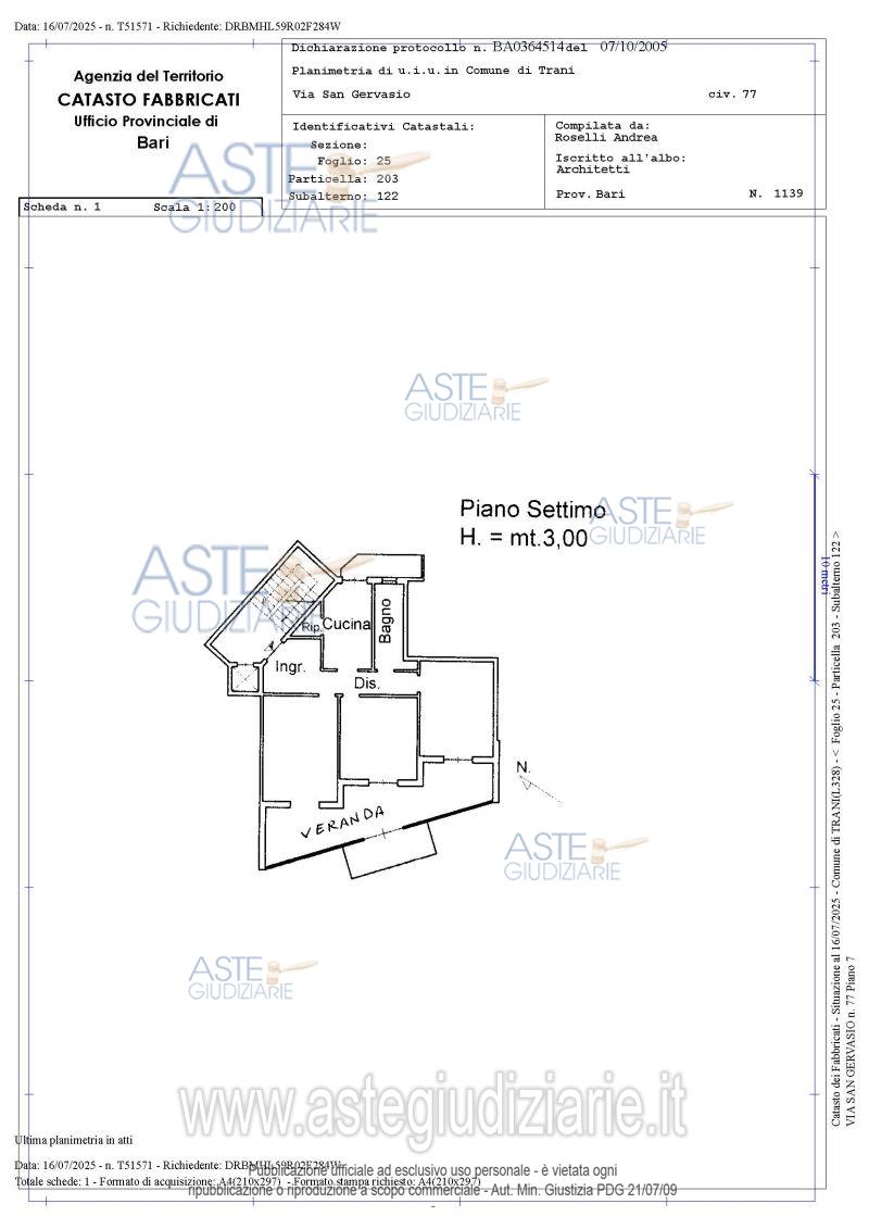 Planimetria del bene