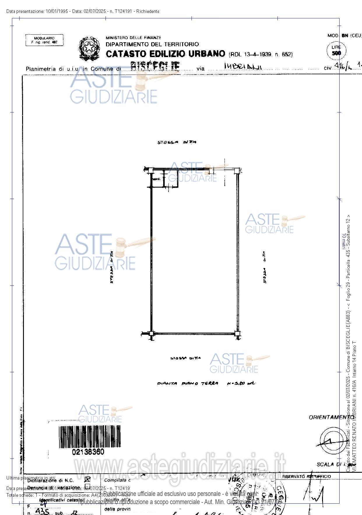 Planimetria del bene